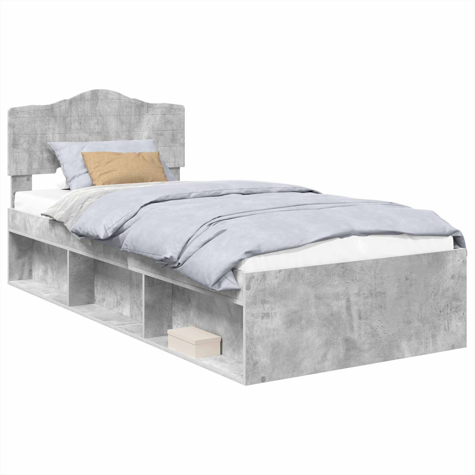 Krevetna konstrukcija s uzglavljem Betonska siva 100 x 200 cm