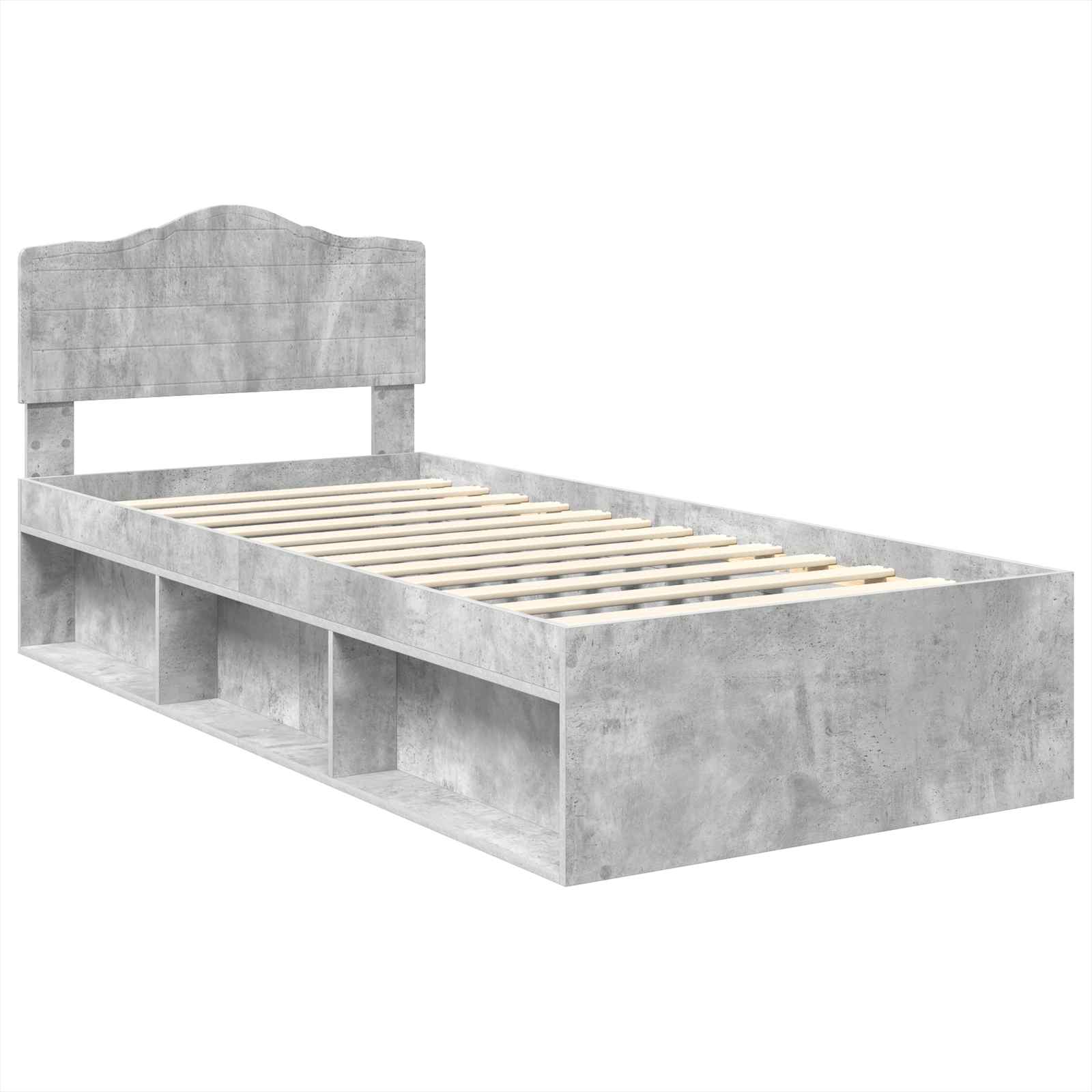 Krevetna konstrukcija s uzglavljem Betonska siva 100 x 200 cm