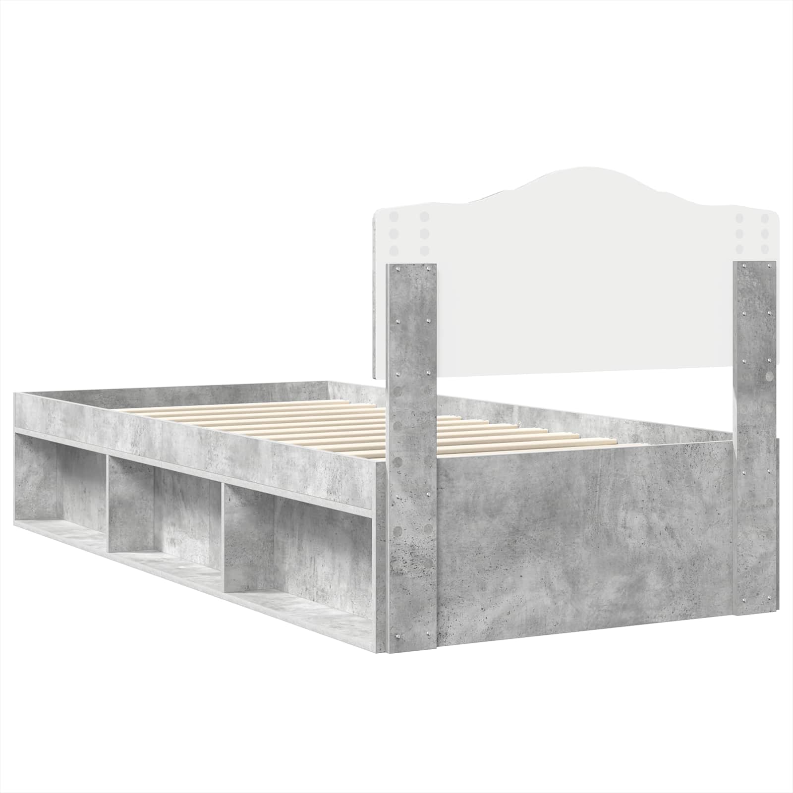 Krevetna konstrukcija s uzglavljem Betonska siva 100 x 200 cm