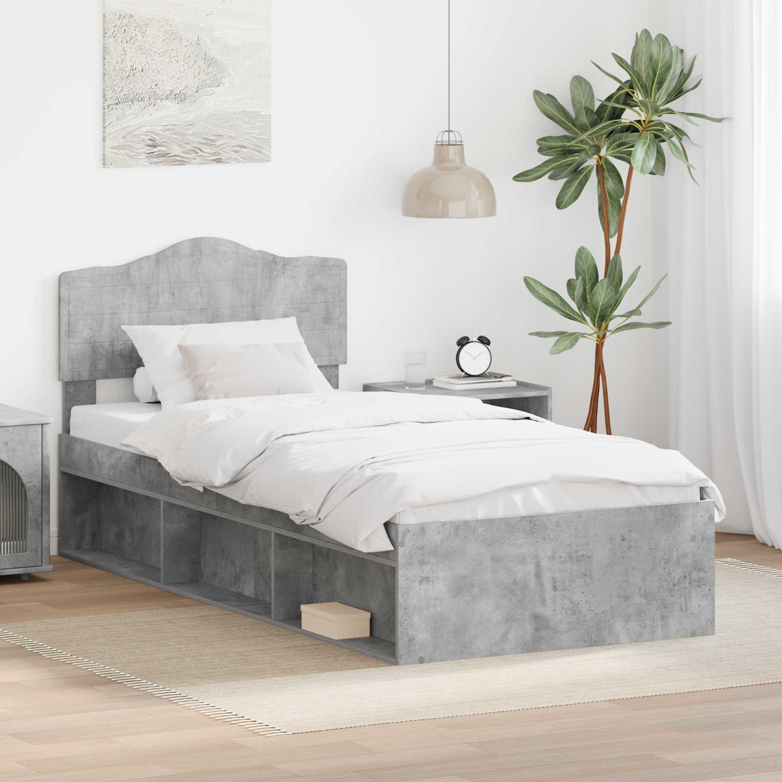 Krevetna konstrukcija Beton 90 x 200 cm Čvrsto borovo drvo