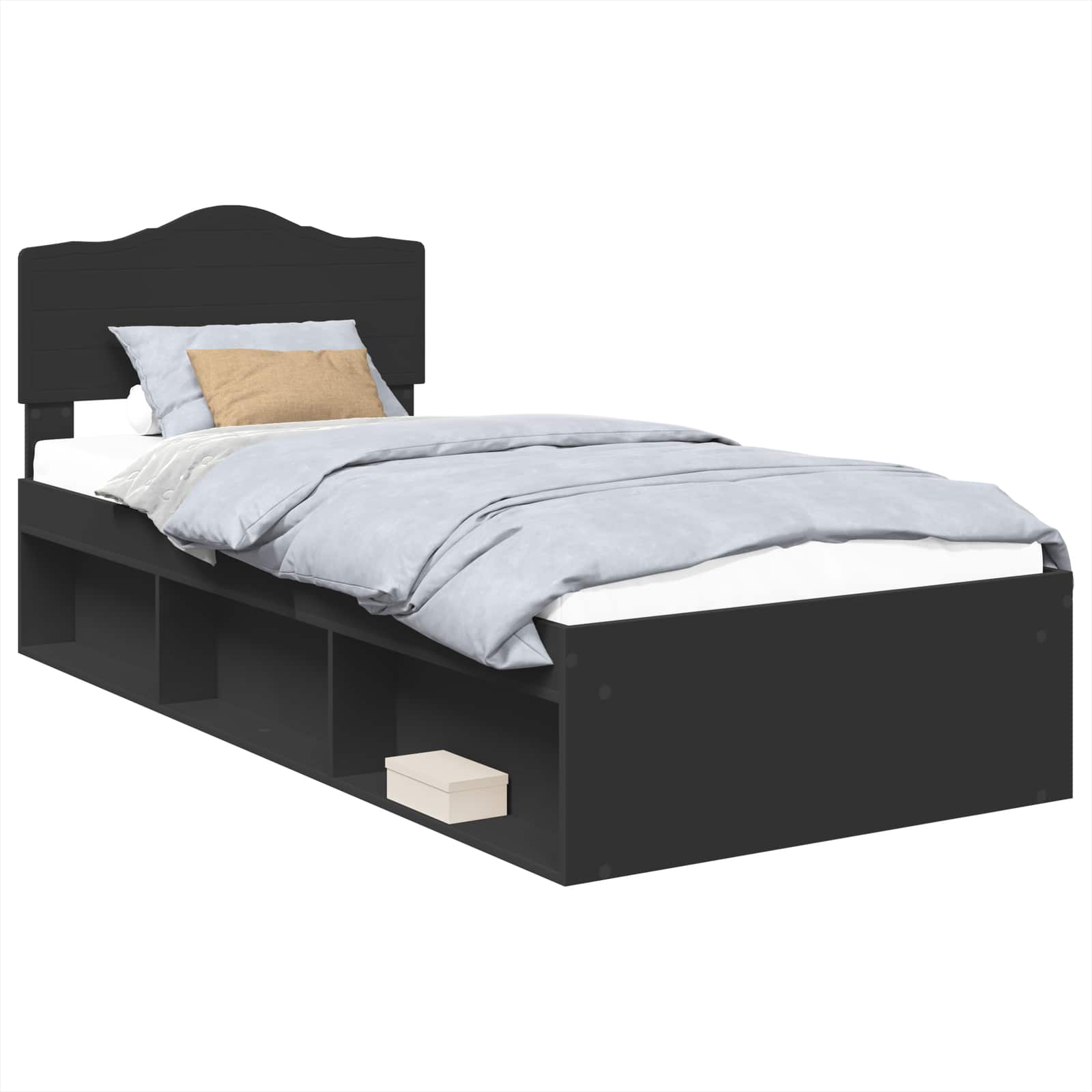 Krevetna konstrukcija Crna 75 x 190 cm Čvrsto borovo drvo
