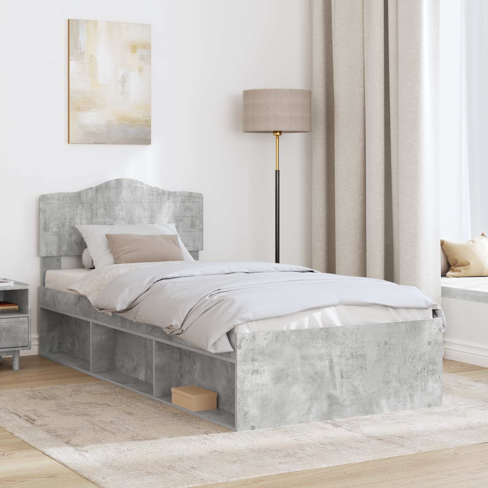 Krevetna konstrukcija s uzglavljem Betonska siva 75 x 190 cm