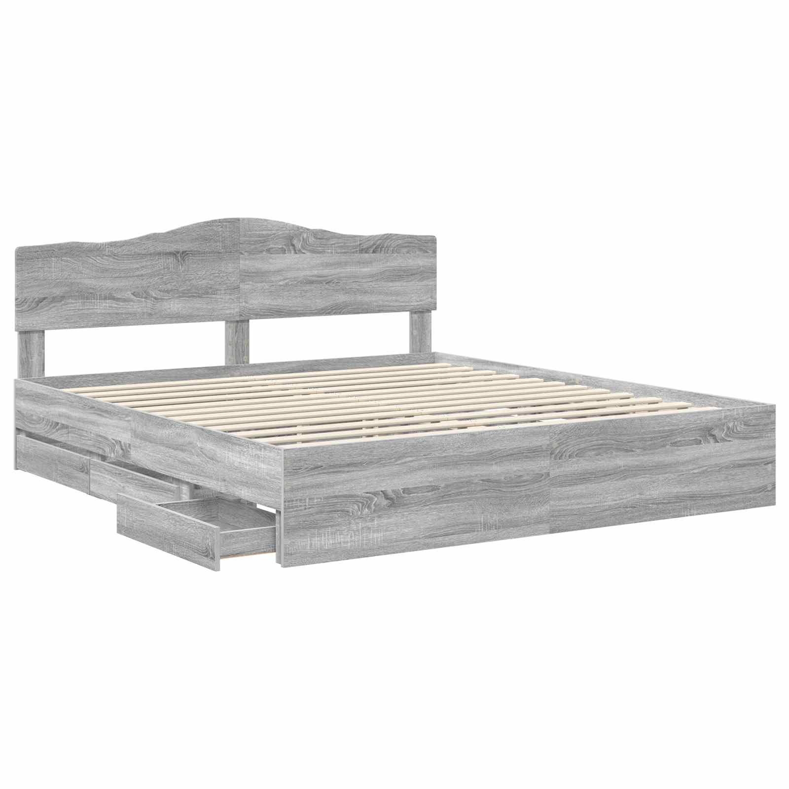 Krevetna konstrukcija Siva Sonoma 200 x 200 cm Inženjersko Drvo