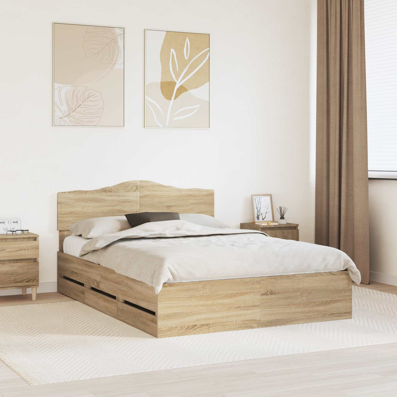 Krevetna konstrukcija s ladicama Sonoma hrast 150 x 200 cm