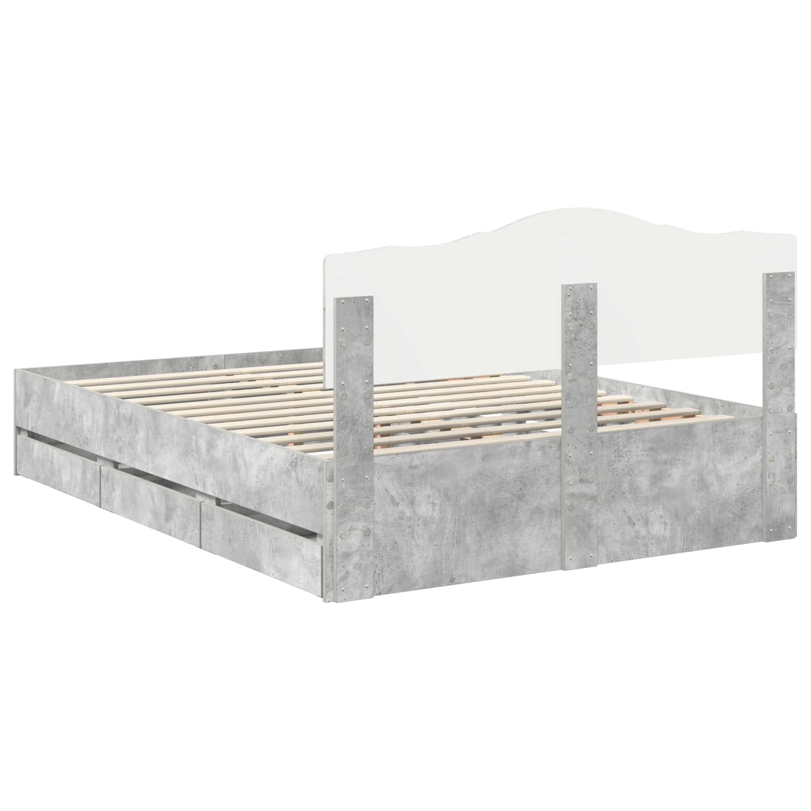Krevetna konstrukcija s ladicama Betonski sivi 140 x 190 cm