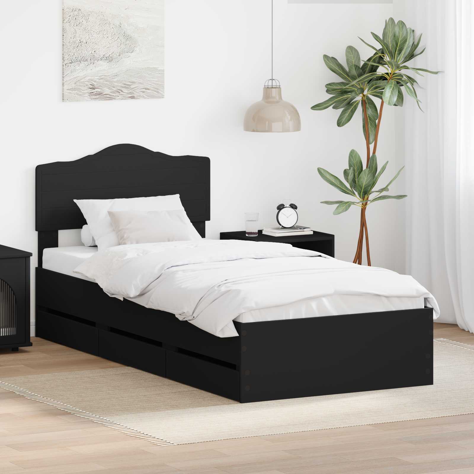 Krevetna konstrukcija Crna 100 x 200 cm Inženjersko Drvo
