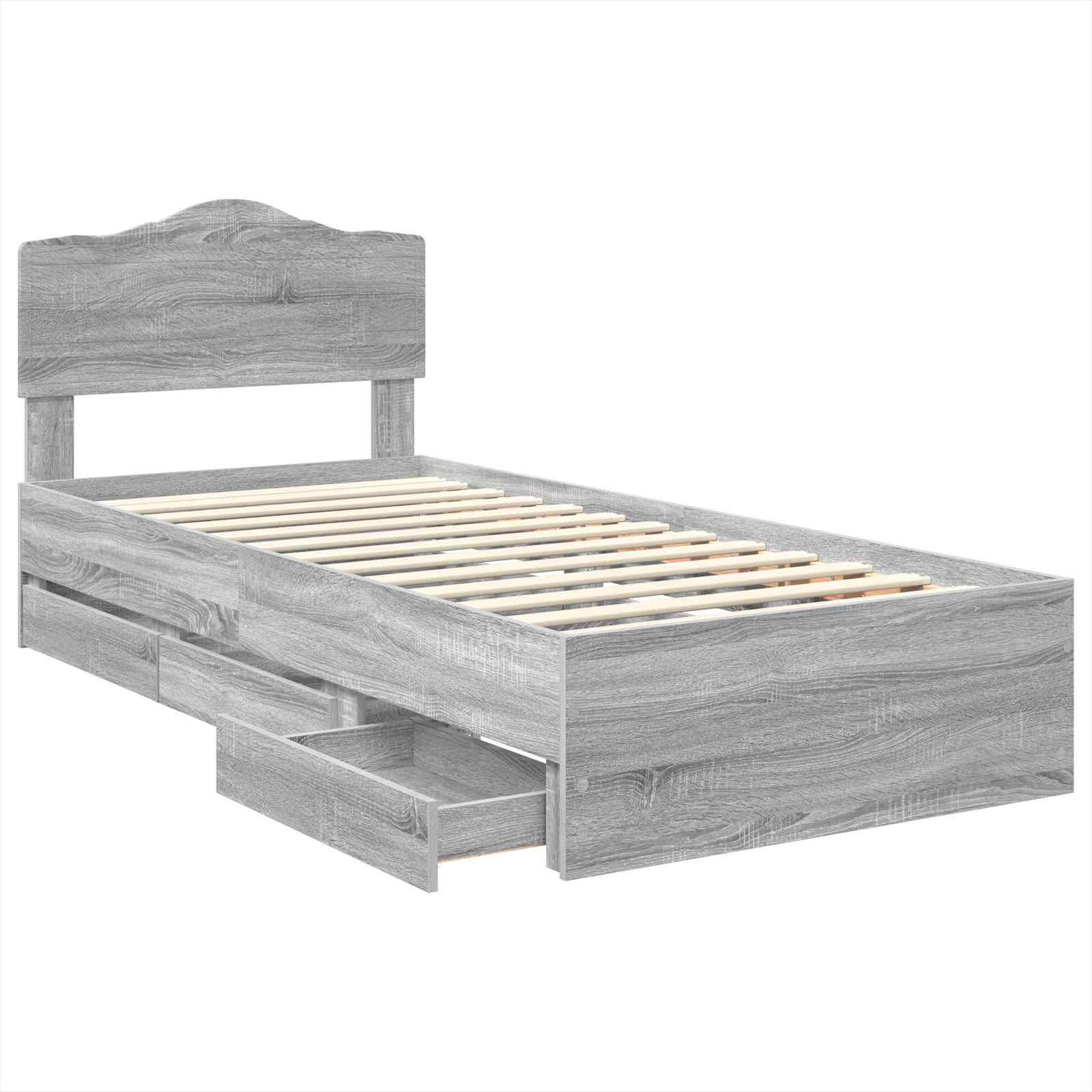 Krevetna konstrukcija Siva Sonoma 90 x 200 cm Inženjersko Drvo