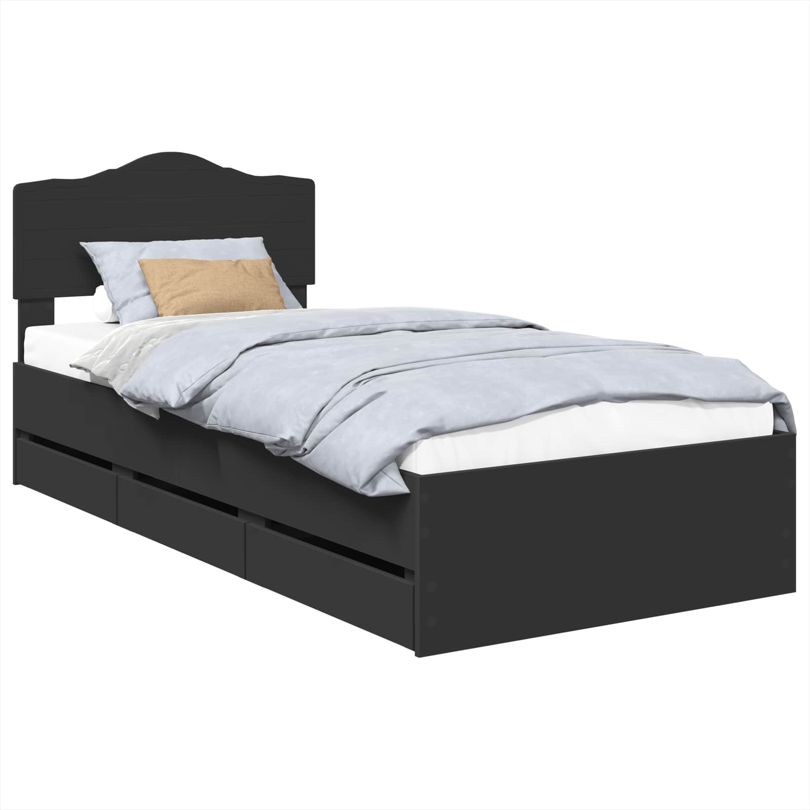 Krevetna konstrukcija Crna 75 x 190 cm Inženjersko Drvo