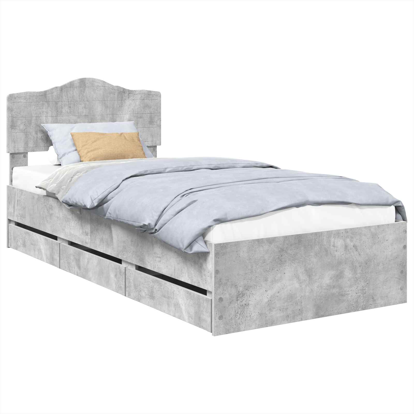 Krevetna konstrukcija s ladicama Betonski sivi 75 x 190 cm