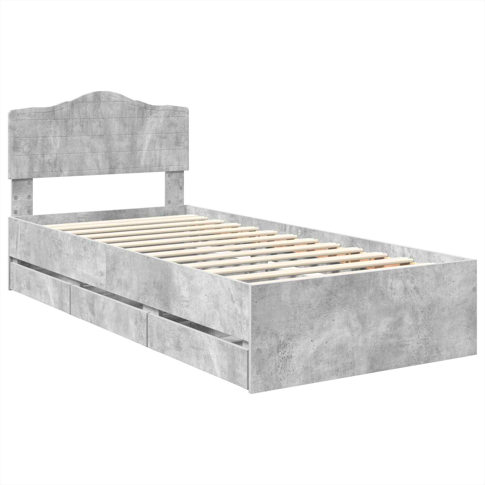 Krevetna konstrukcija s ladicama Betonski sivi 75 x 190 cm