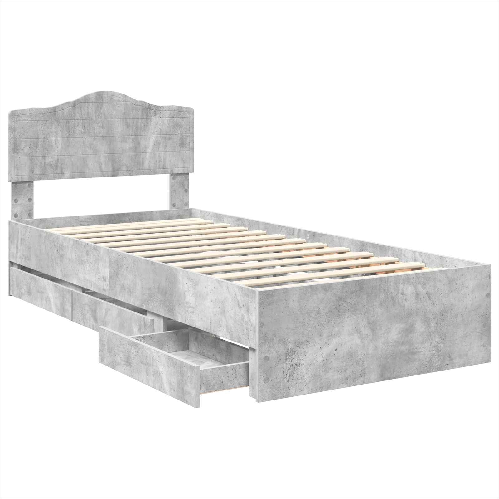 Krevetna konstrukcija s ladicama Betonski sivi 75 x 190 cm