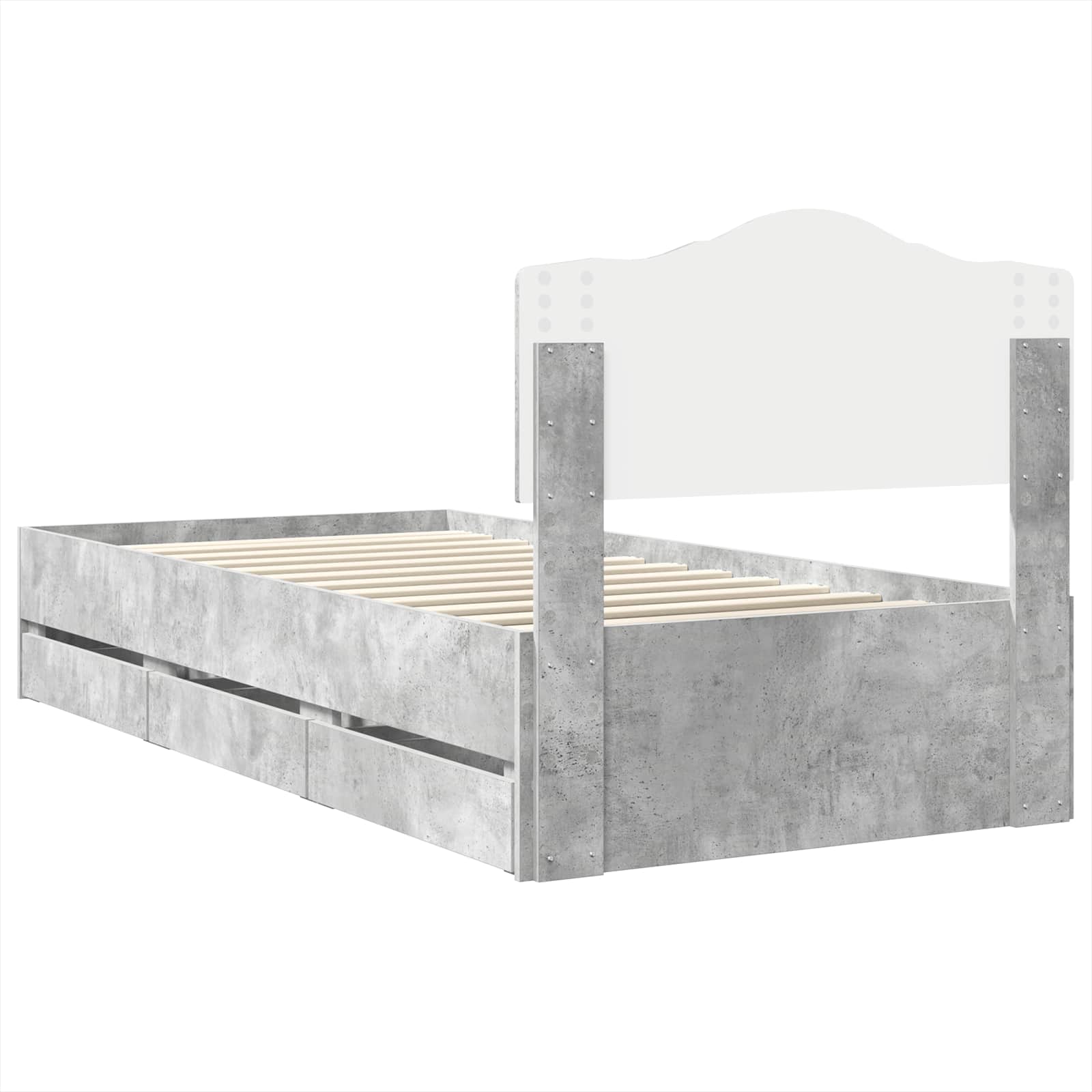 Krevetna konstrukcija s ladicama Betonski sivi 75 x 190 cm