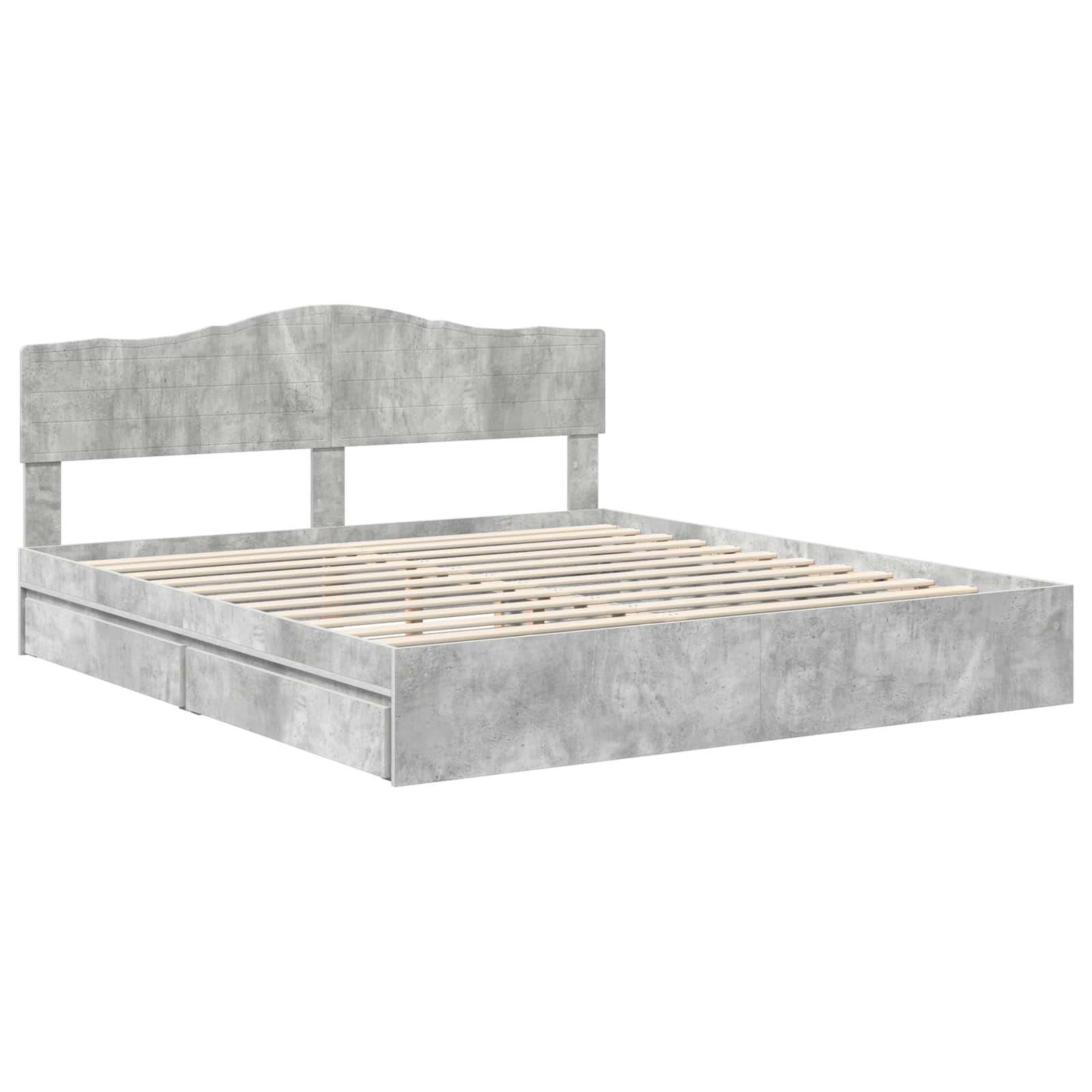 Krevet s od storage s uzglavljem Betonski sivi 200 x 200 cm