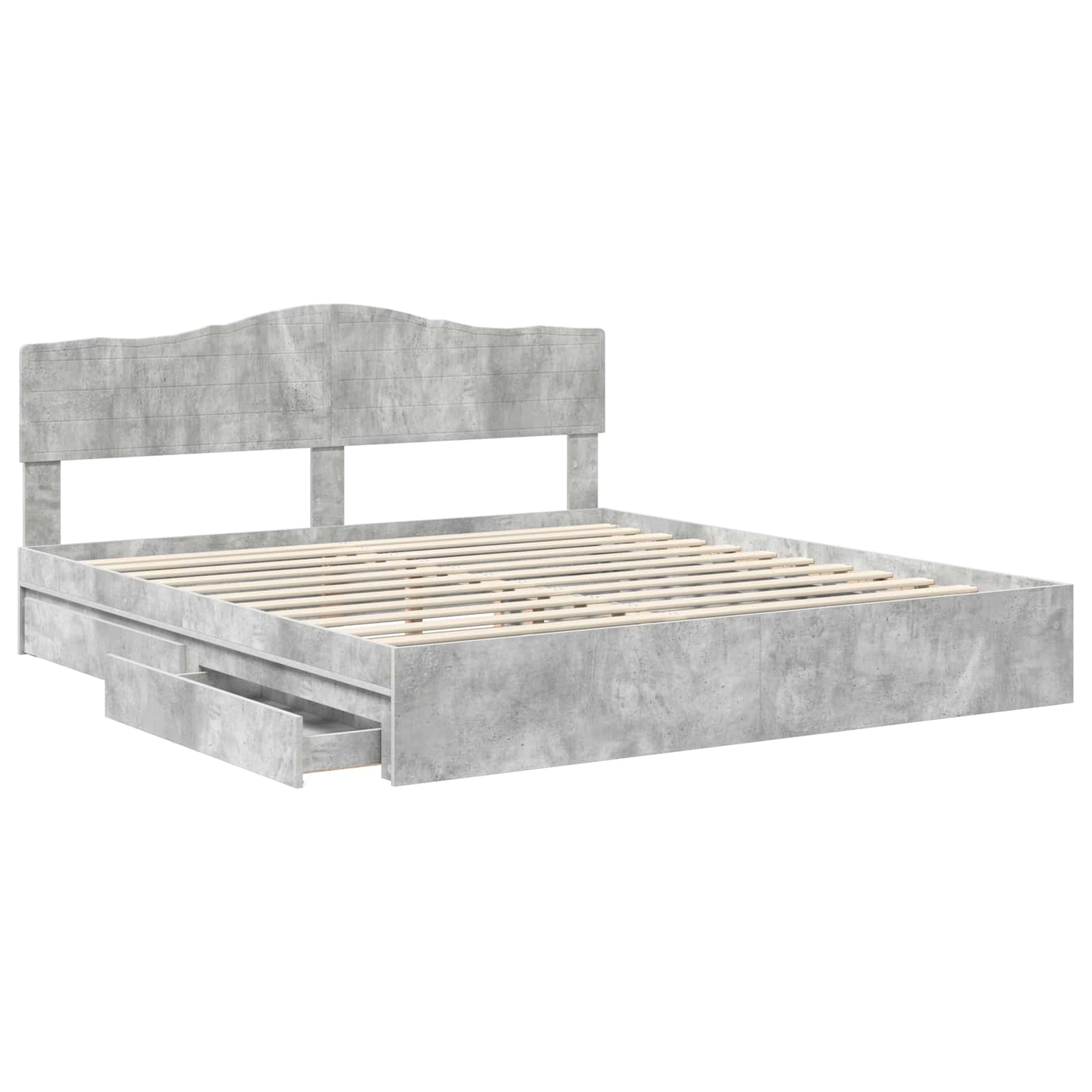 Krevet s od storage s uzglavljem Betonski sivi 200 x 200 cm