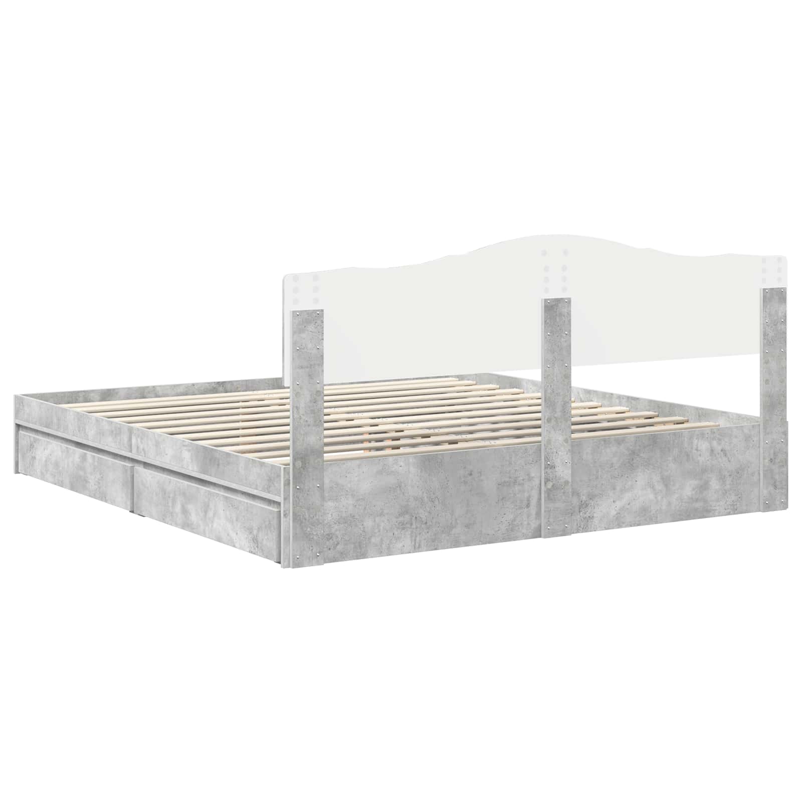 Krevet s od storage s uzglavljem Betonski sivi 200 x 200 cm