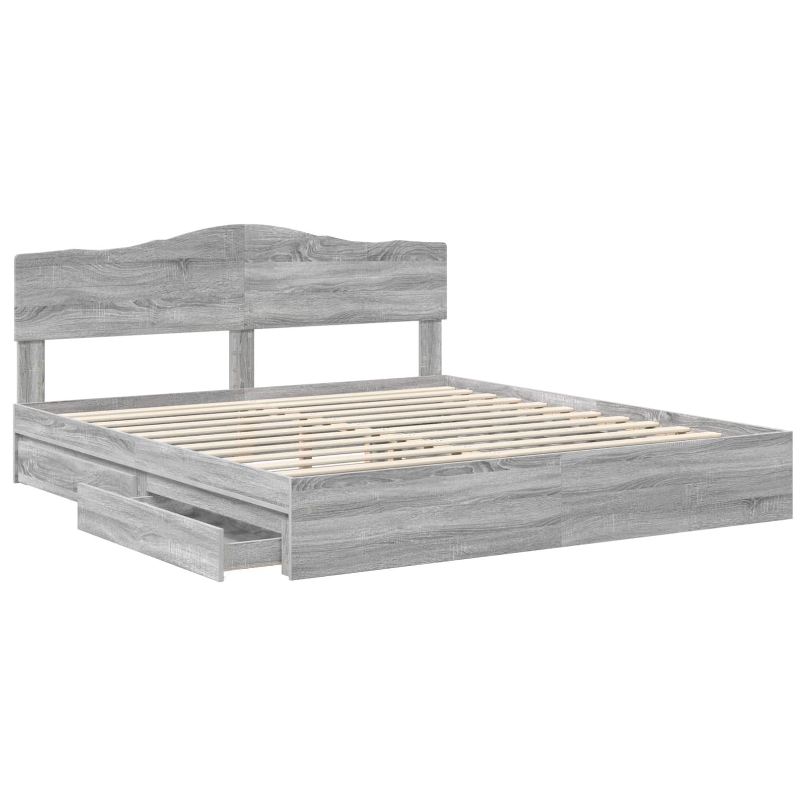 Krevet s od storage Siva Sonoma 200 x 200 cm Konstruirano drvo
