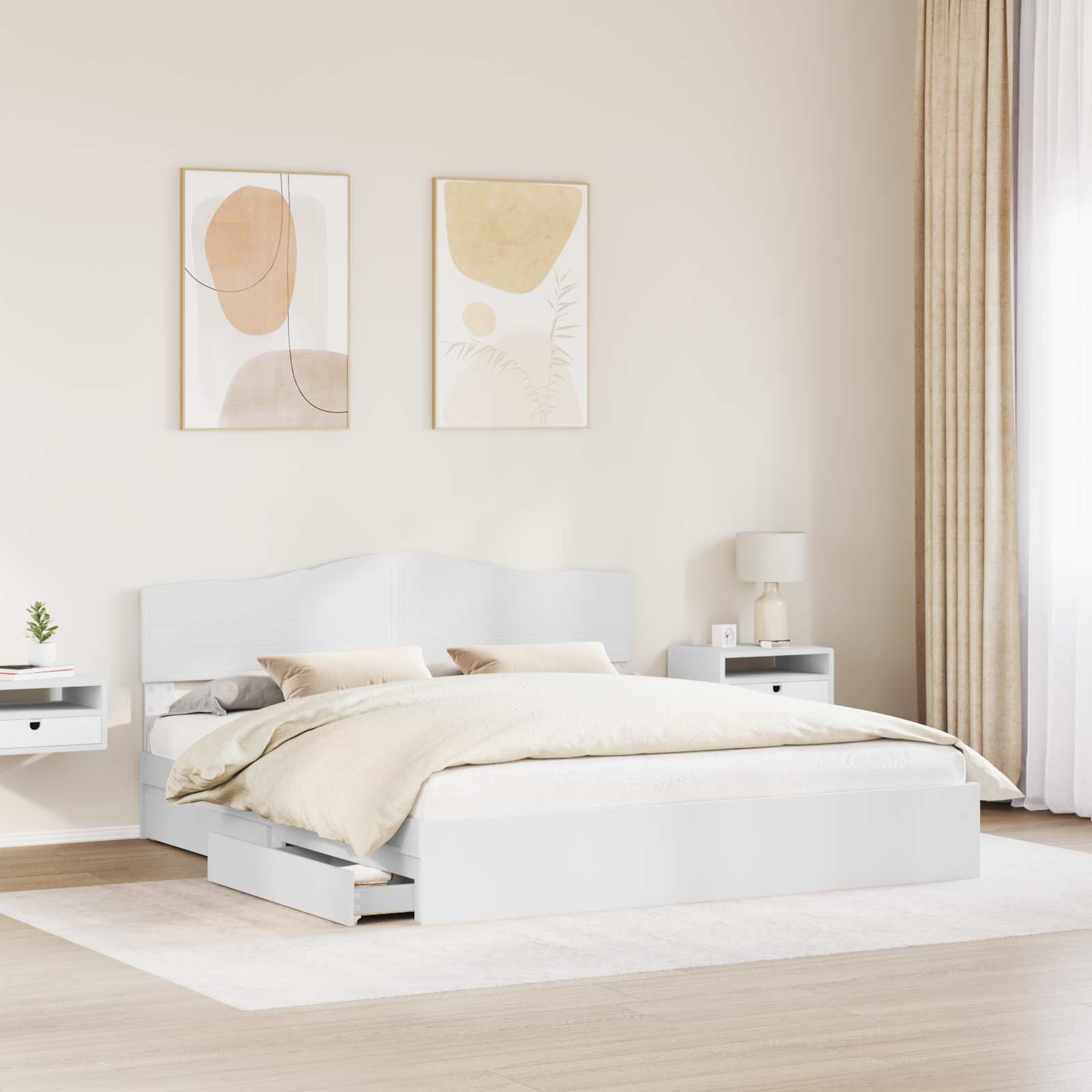 Krevet s od storage Bijelo 180 x 200 cm Konstruirano drvo