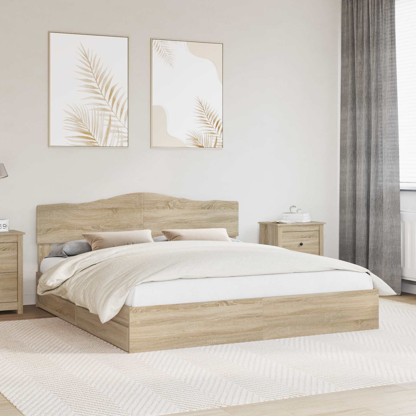 Krevet s od storage Sonoma hrast 180 x 200 cm Konstruirano drvo