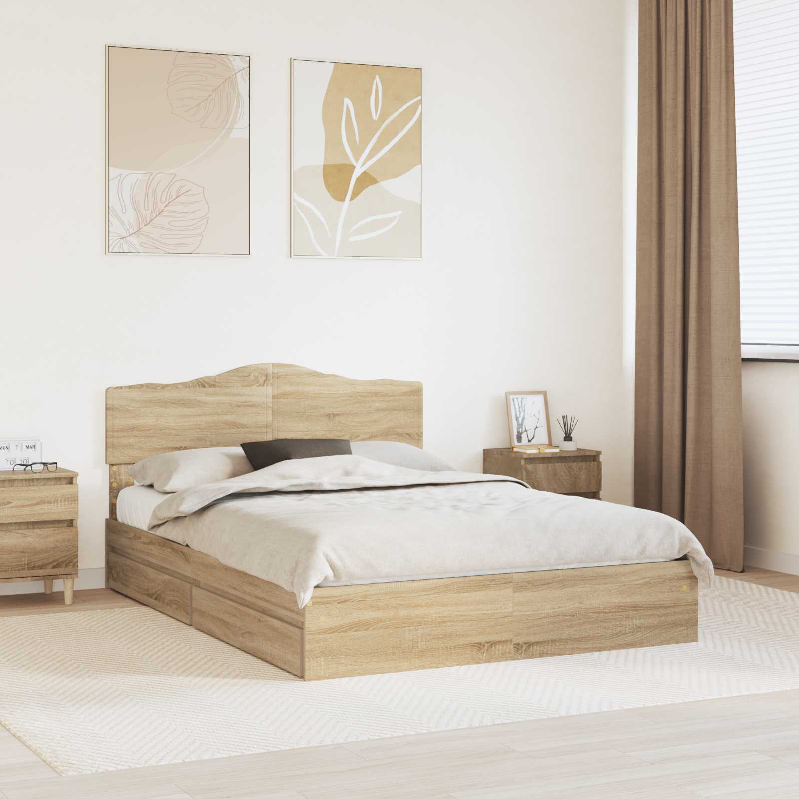 Krevet s od storage Sonoma hrast 160 x 200 cm Konstruirano drvo