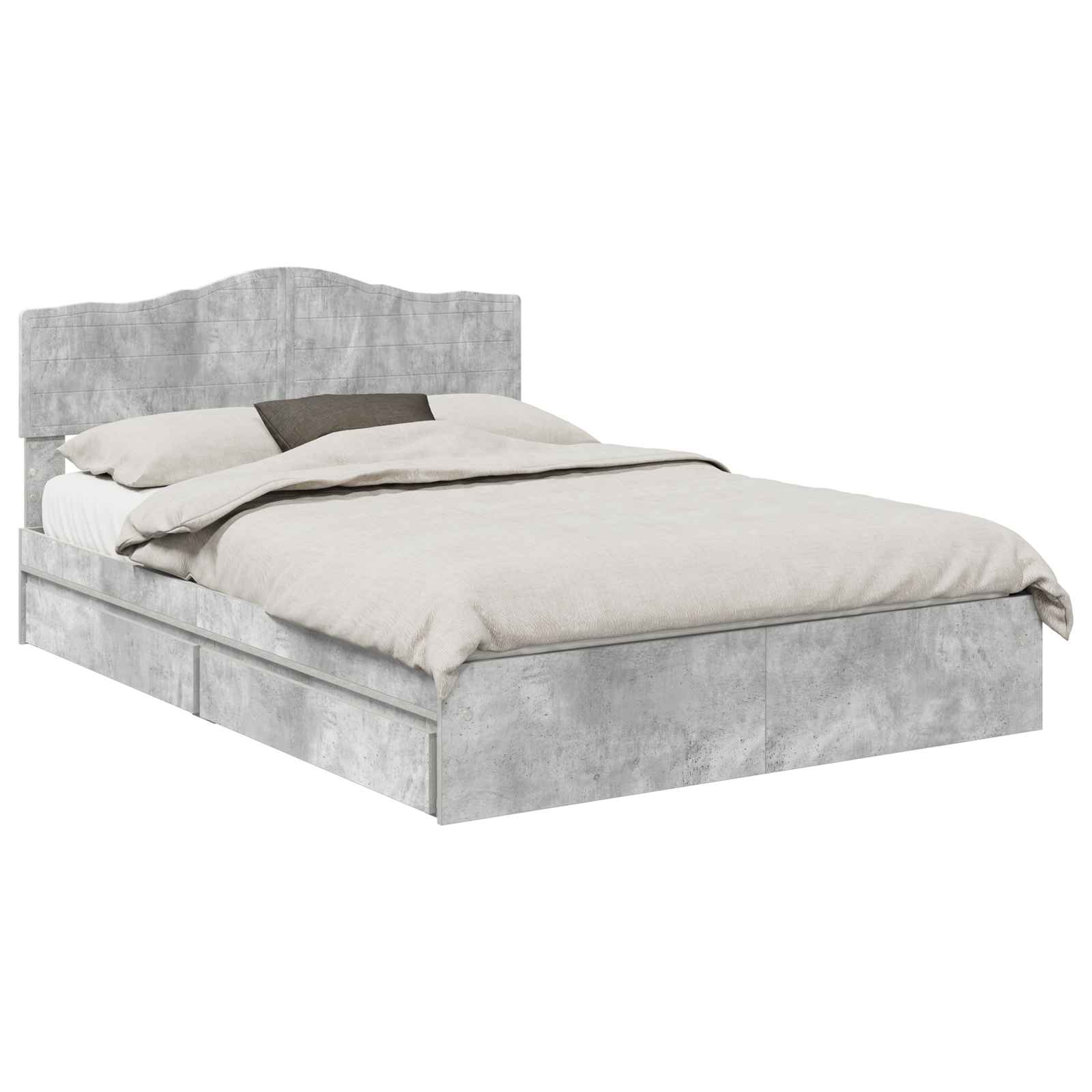 Krevet s od storage s uzglavljem Betonski sivi 150 x 200 cm