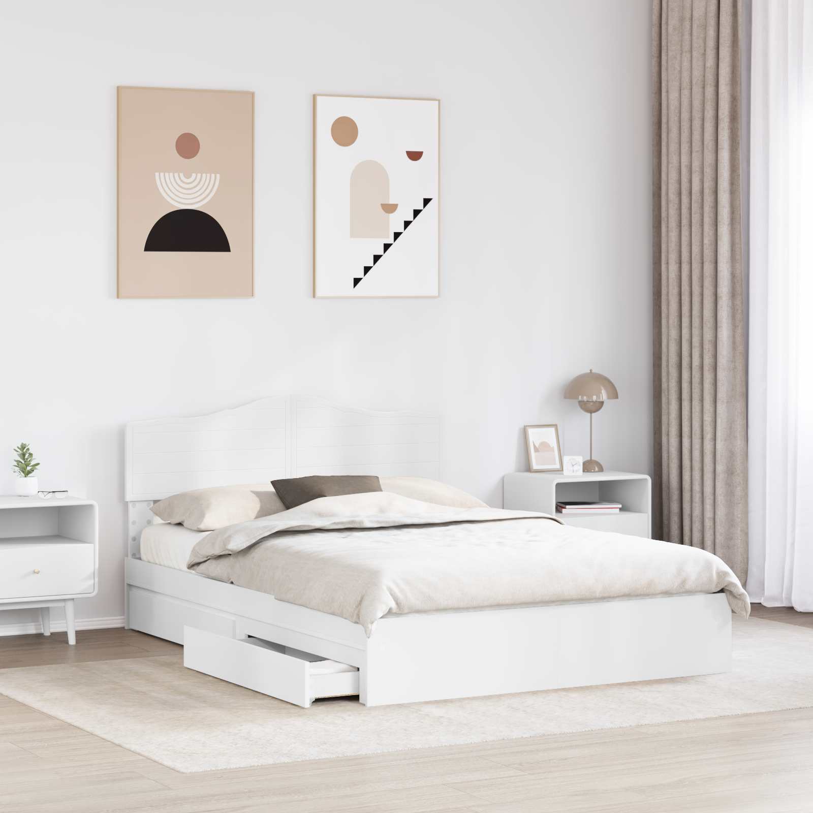 Krevet s od storage Bijelo 140 x 200 cm Konstruirano drvo
