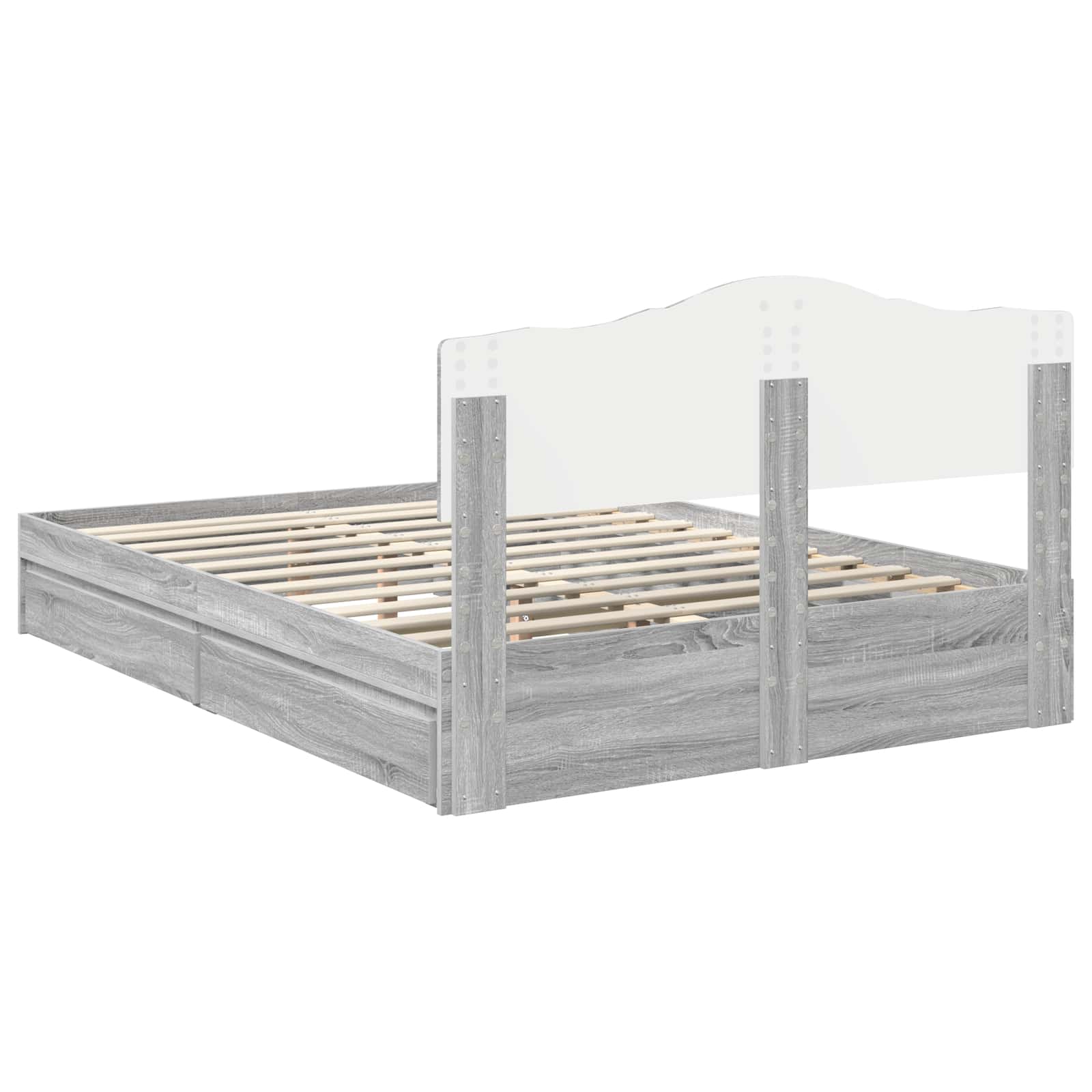 Krevet s od storage Siva Sonoma 140 x 200 cm Konstruirano drvo