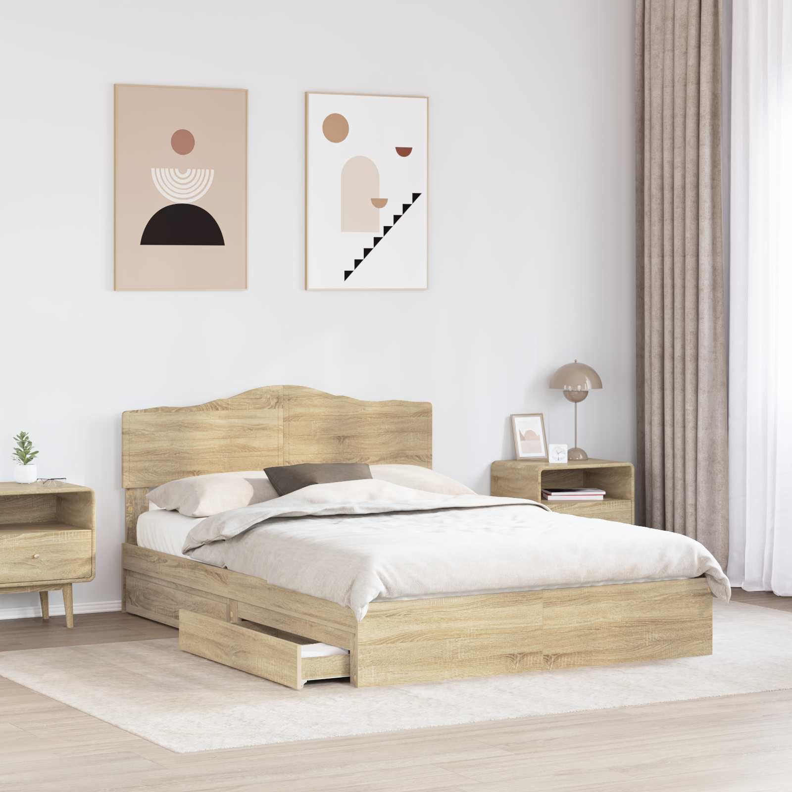 Krevet s od storage Sonoma hrast 140 x 190 cm Konstruirano drvo