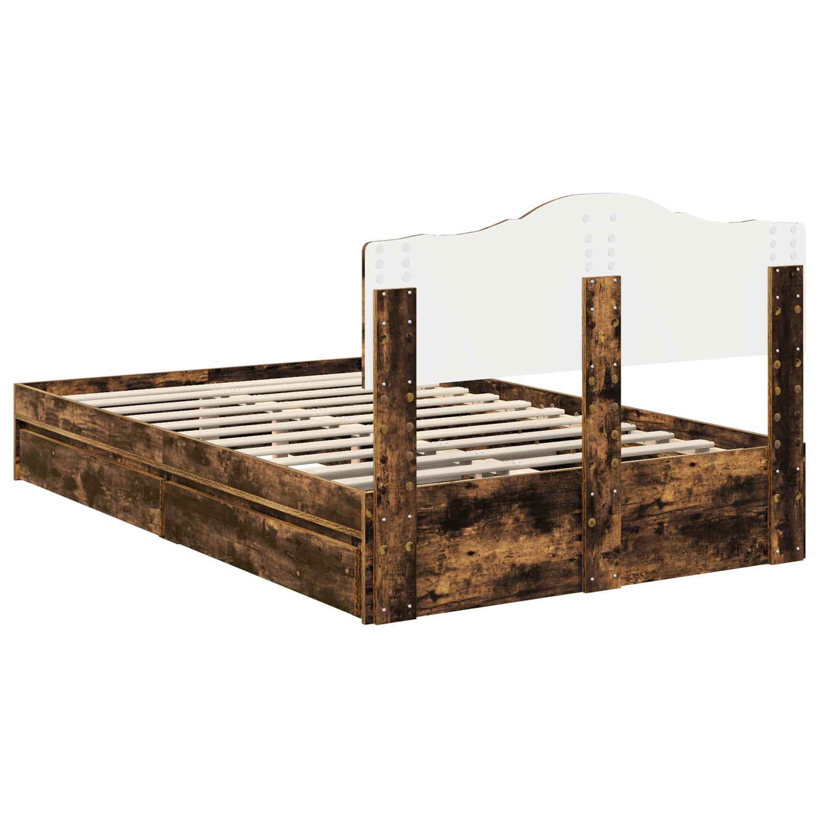 Krevet s od storage s uzglavljem Dimljeni hrast 135 x 190 cm