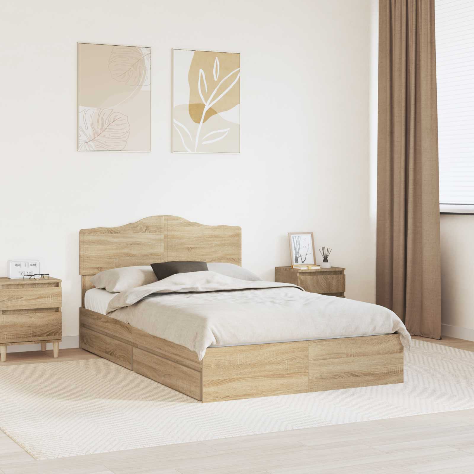 Krevet s od storage Sonoma hrast 120 x 200 cm Konstruirano drvo