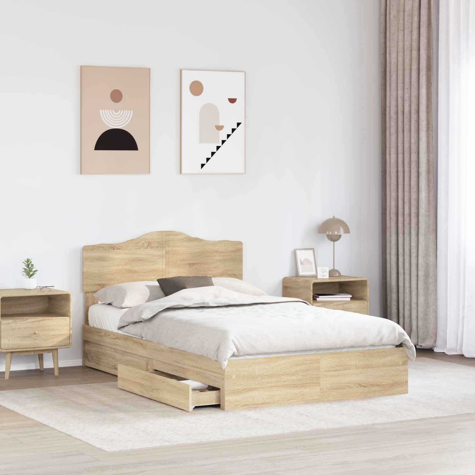Krevet s od storage Sonoma hrast 120 x 200 cm Konstruirano drvo