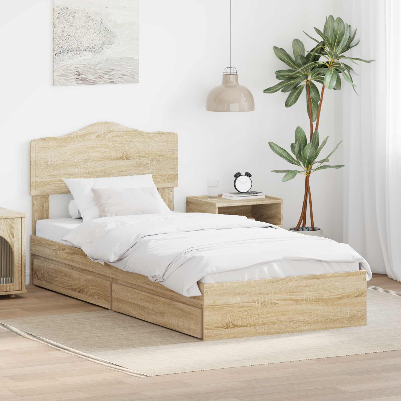 Krevet s od storage Sonoma hrast 100 x 200 cm Konstruirano drvo