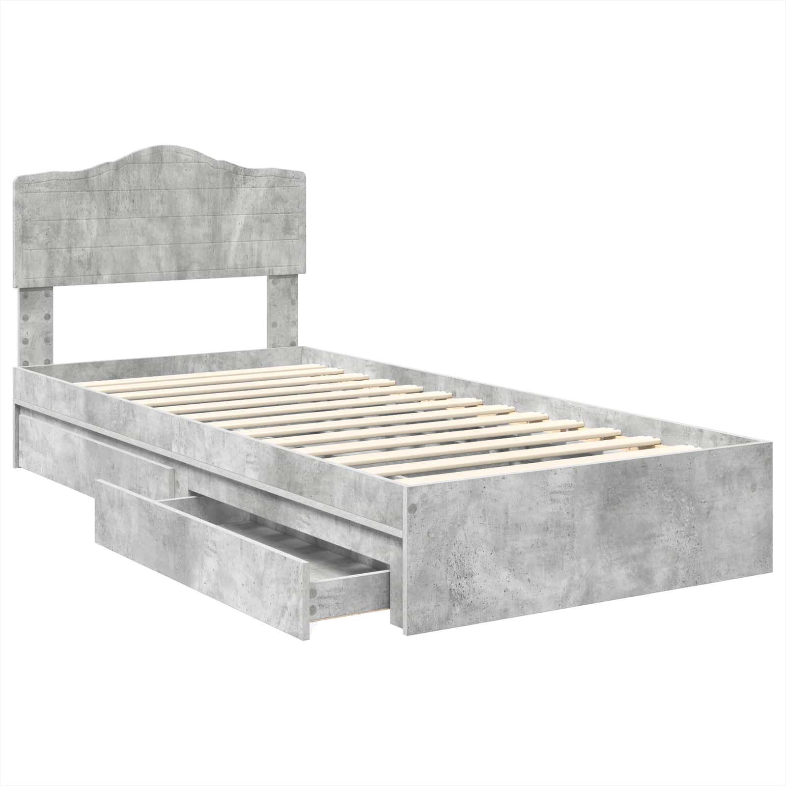 Krevet s od storage s uzglavljem Betonski sivi 100 x 200 cm