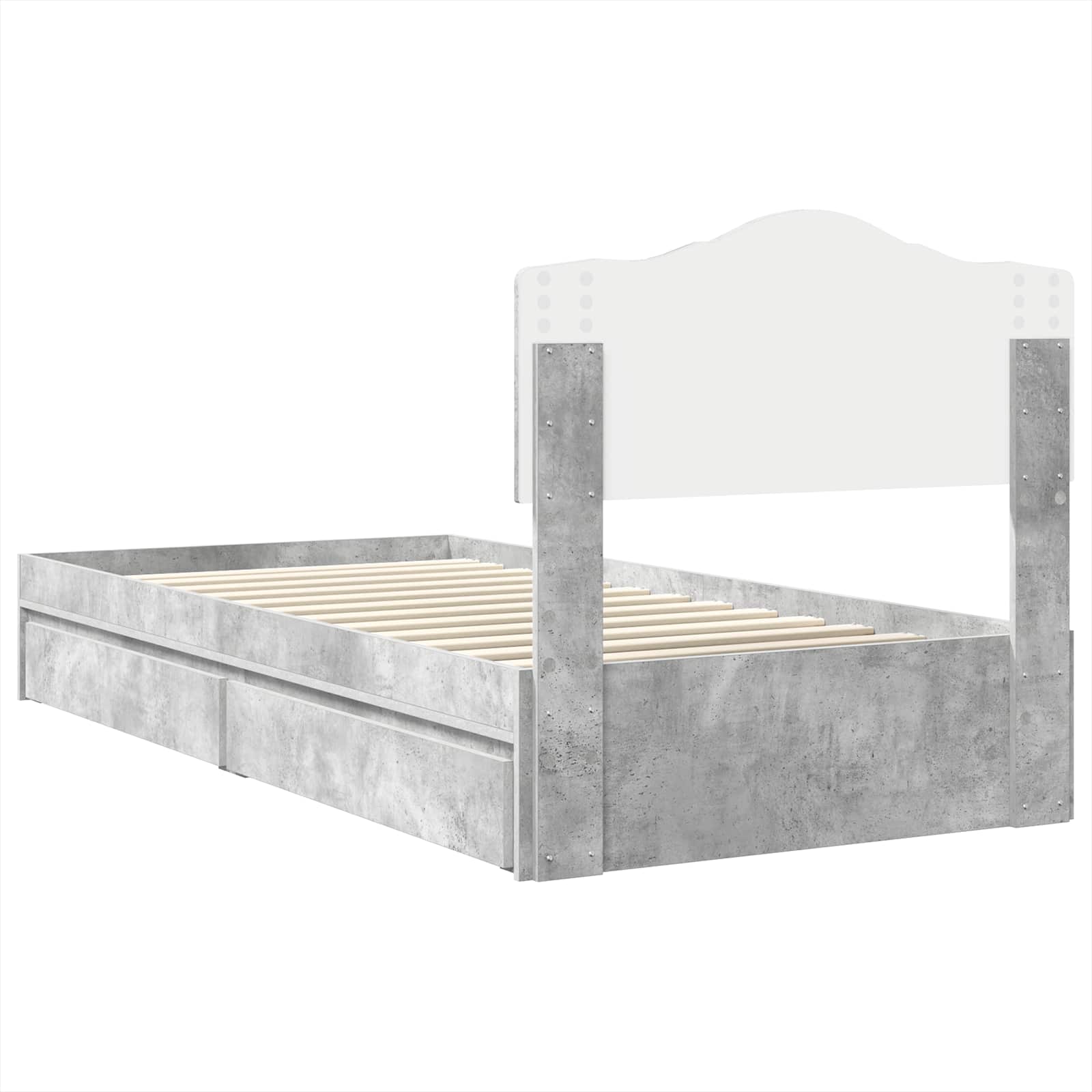 Krevet s od storage s uzglavljem Betonski sivi 100 x 200 cm