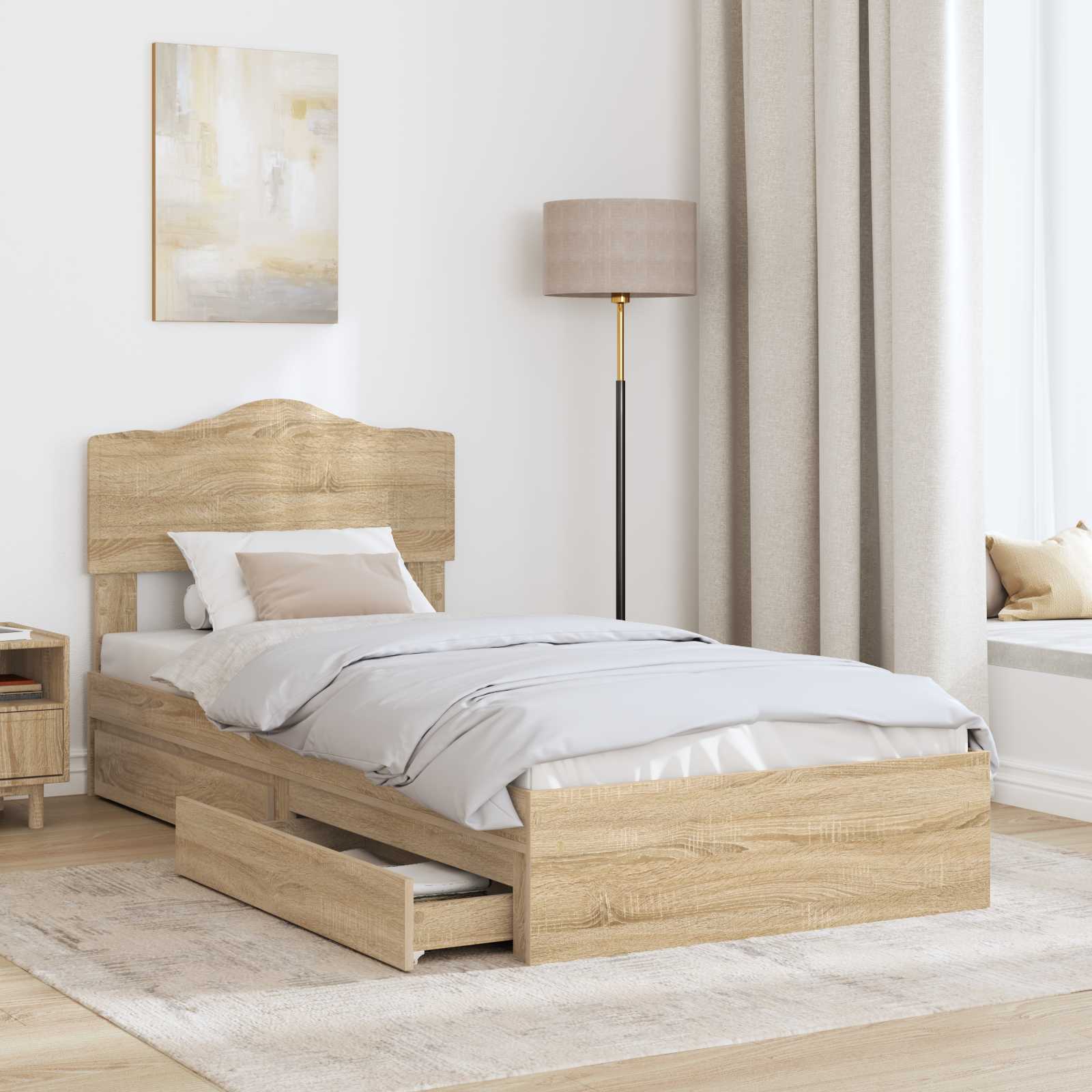 Krevet s od storage Sonoma hrast 90 x 200 cm Konstruirano drvo