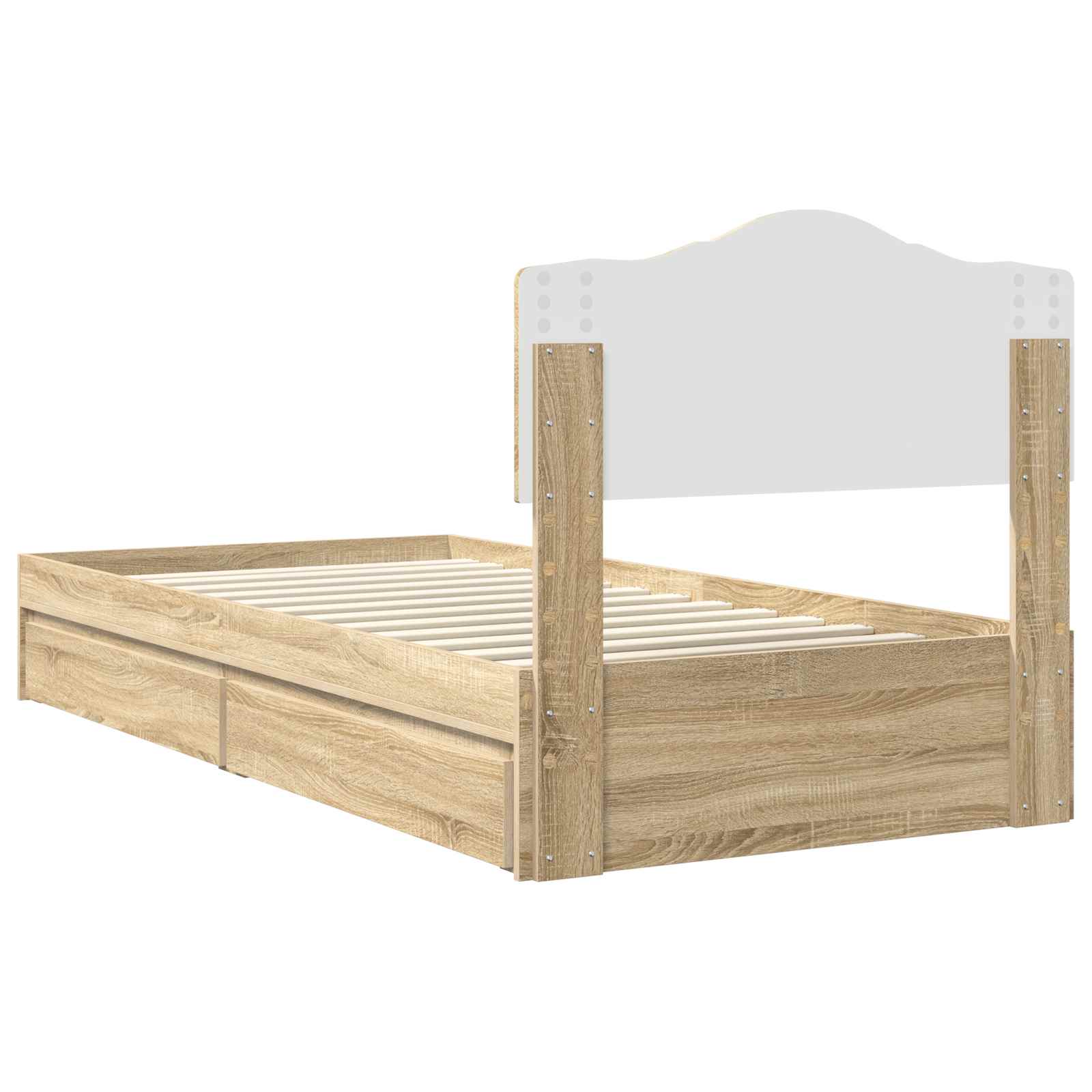 Krevet s od storage Sonoma hrast 90 x 200 cm Konstruirano drvo