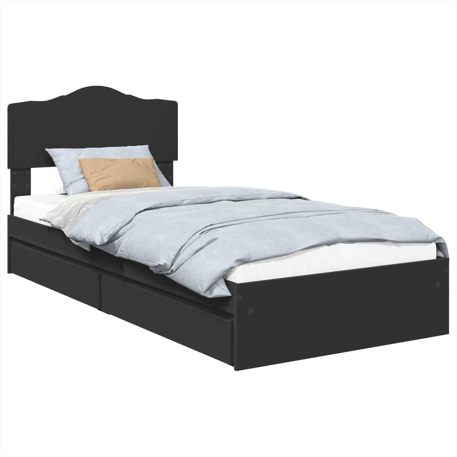 Krevet s od storage Crna 90 x 190 cm Konstruirano drvo
