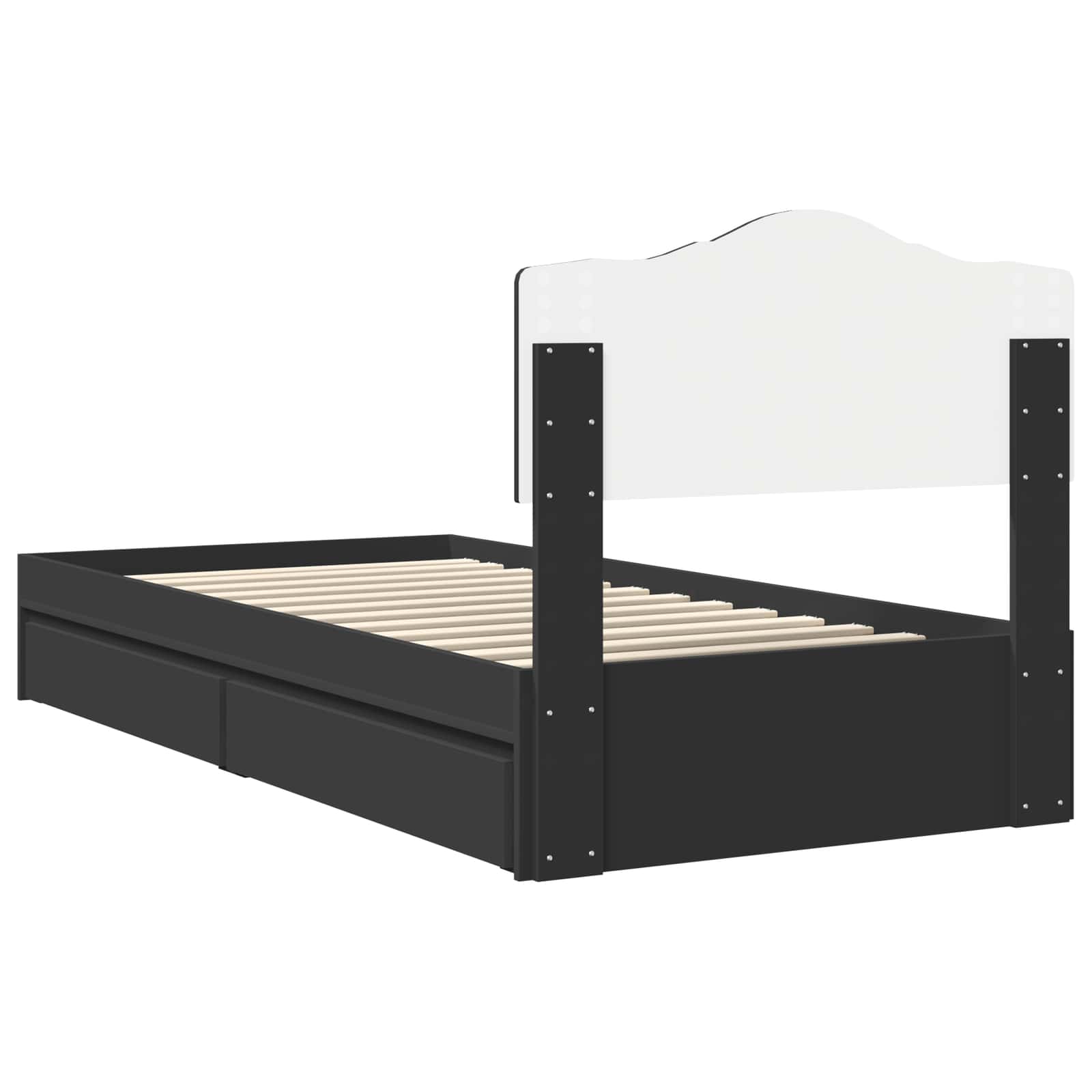 Krevet s od storage Crna 90 x 190 cm Konstruirano drvo