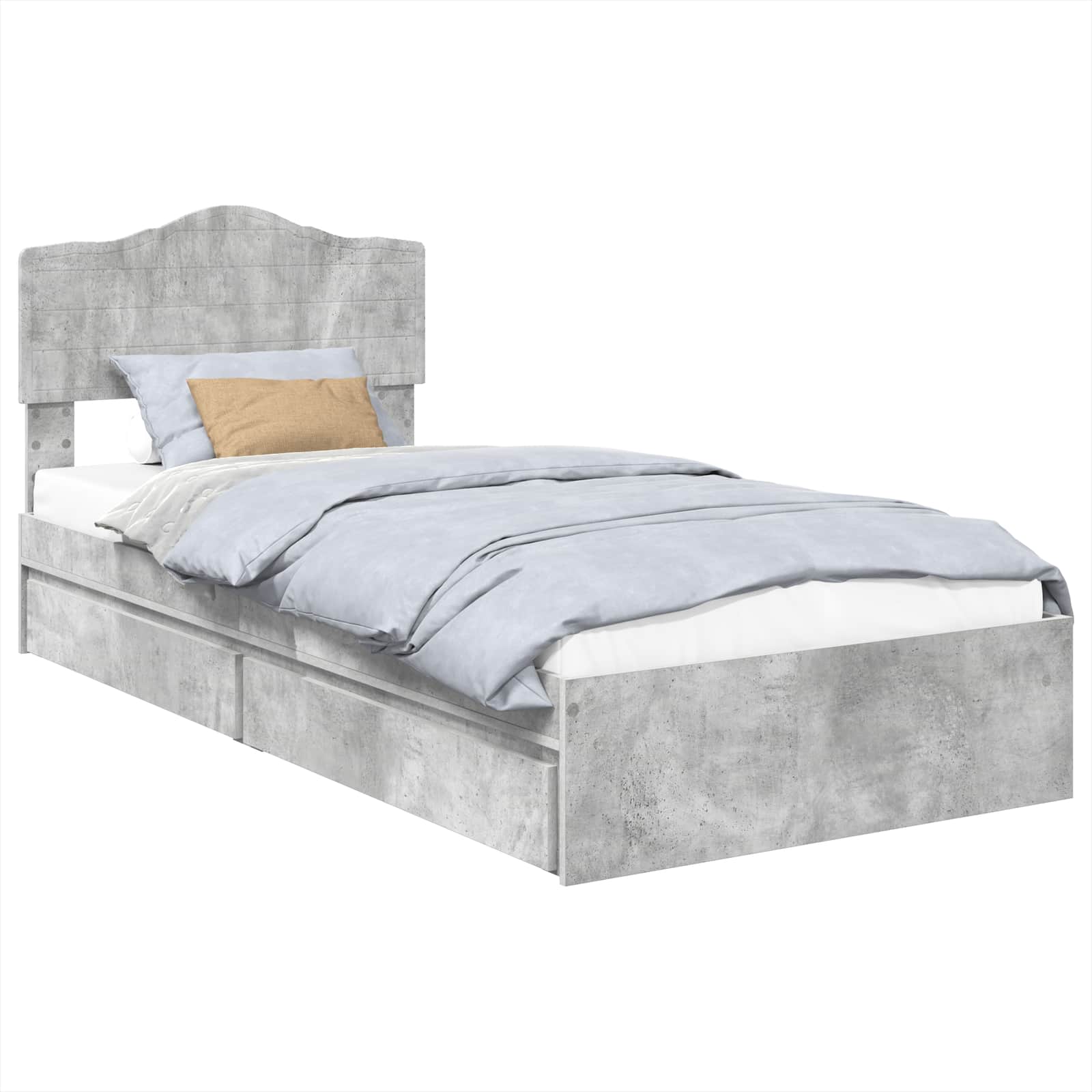 Krevet s od storage Betonski sivi 90 x 190 cm Konstruirano drvo