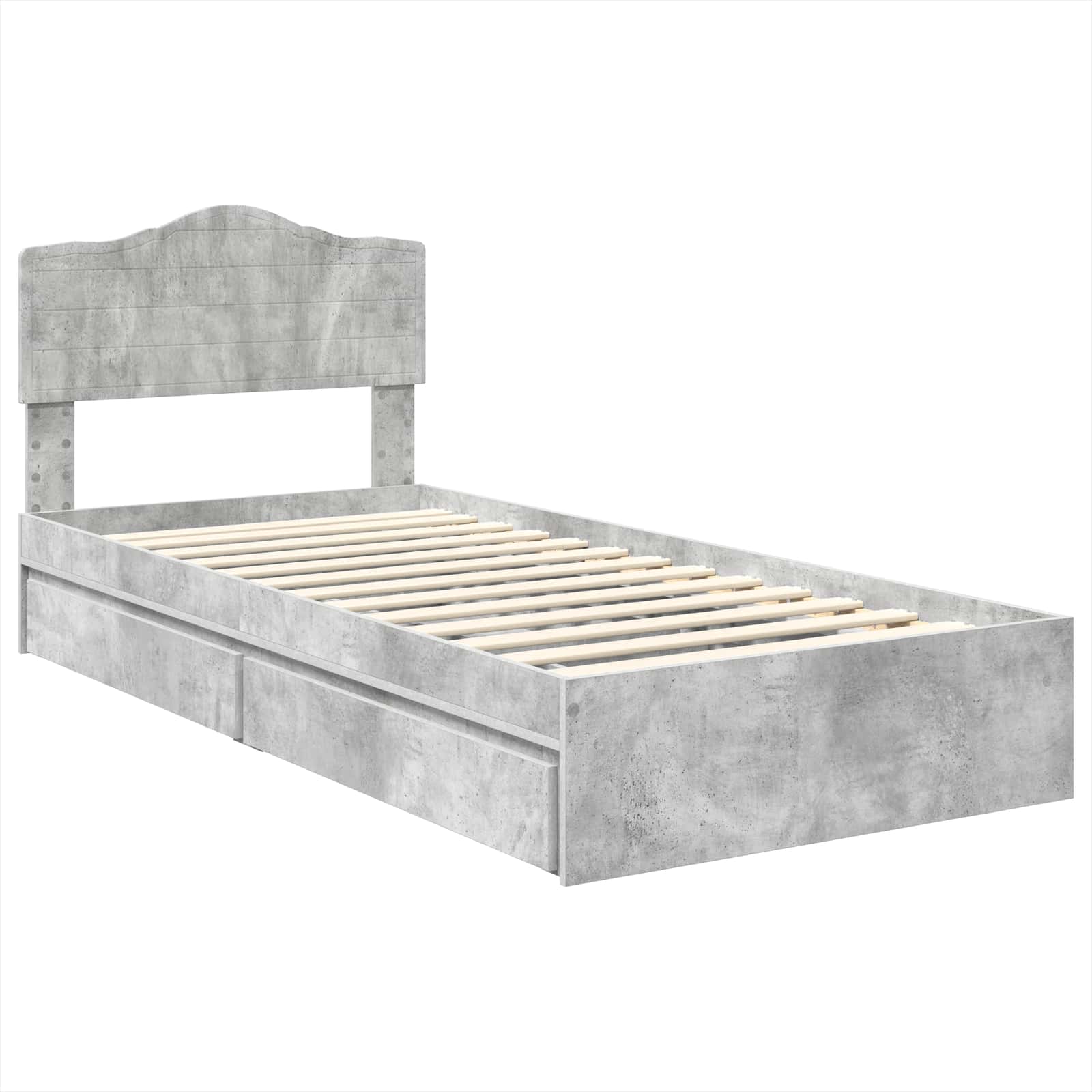 Krevet s od storage Betonski sivi 90 x 190 cm Konstruirano drvo