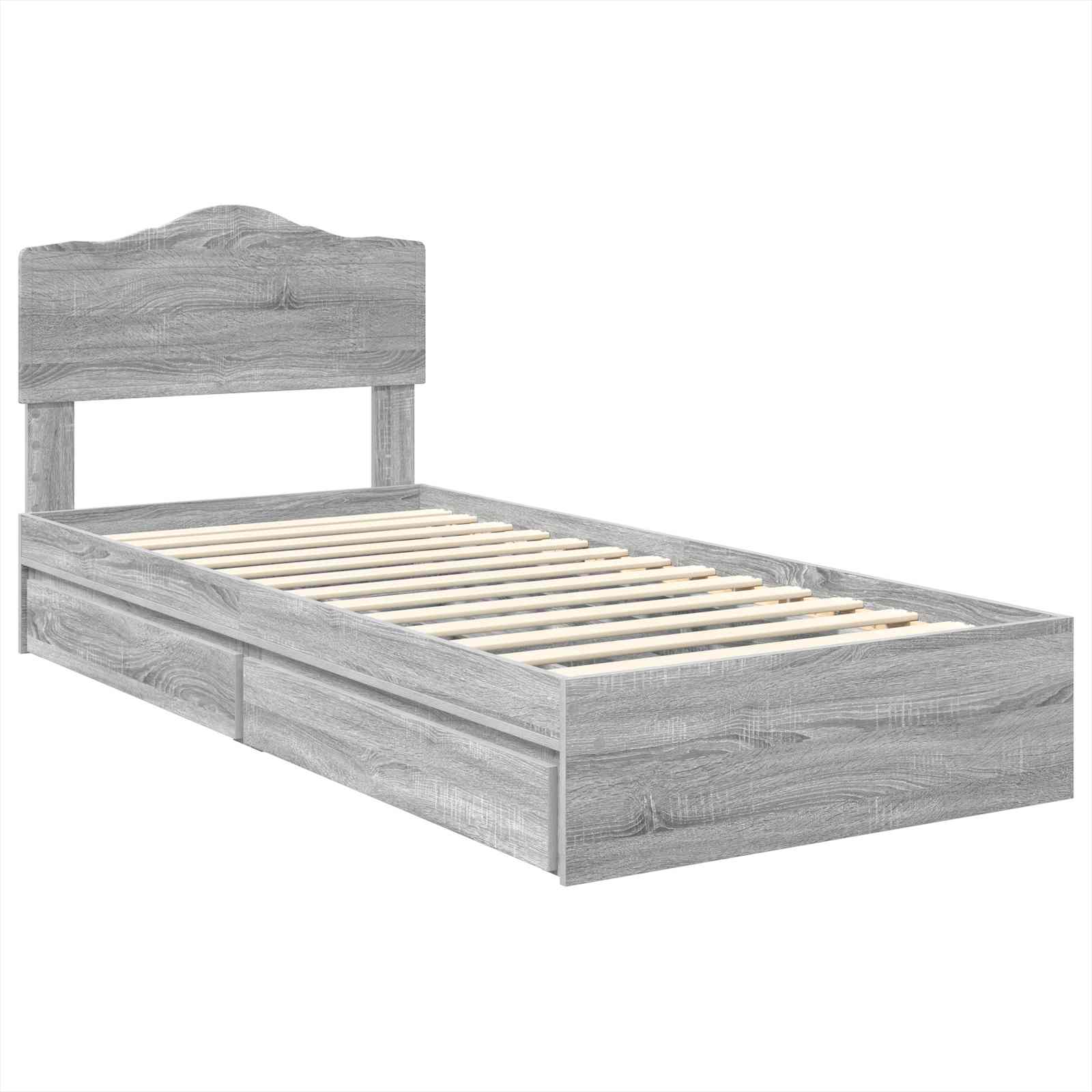Krevet s od storage Siva Sonoma 90 x 190 cm Konstruirano drvo