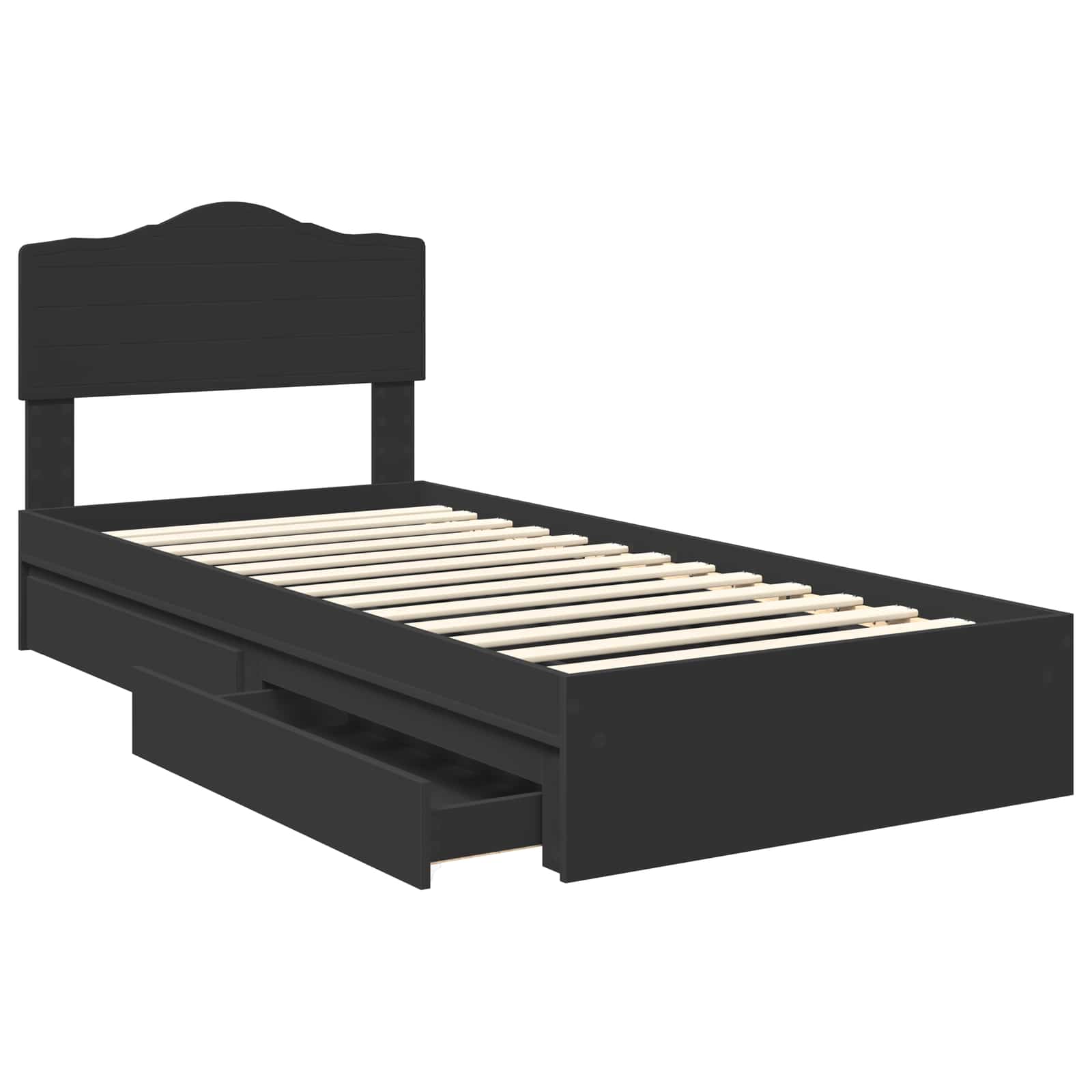 Krevet s od storage Crna 70 x 190 cm Konstruirano drvo