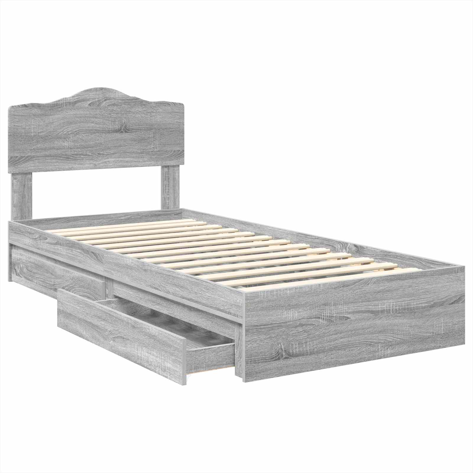 Krevet s od storage Siva Sonoma 70 x 190 cm Konstruirano drvo