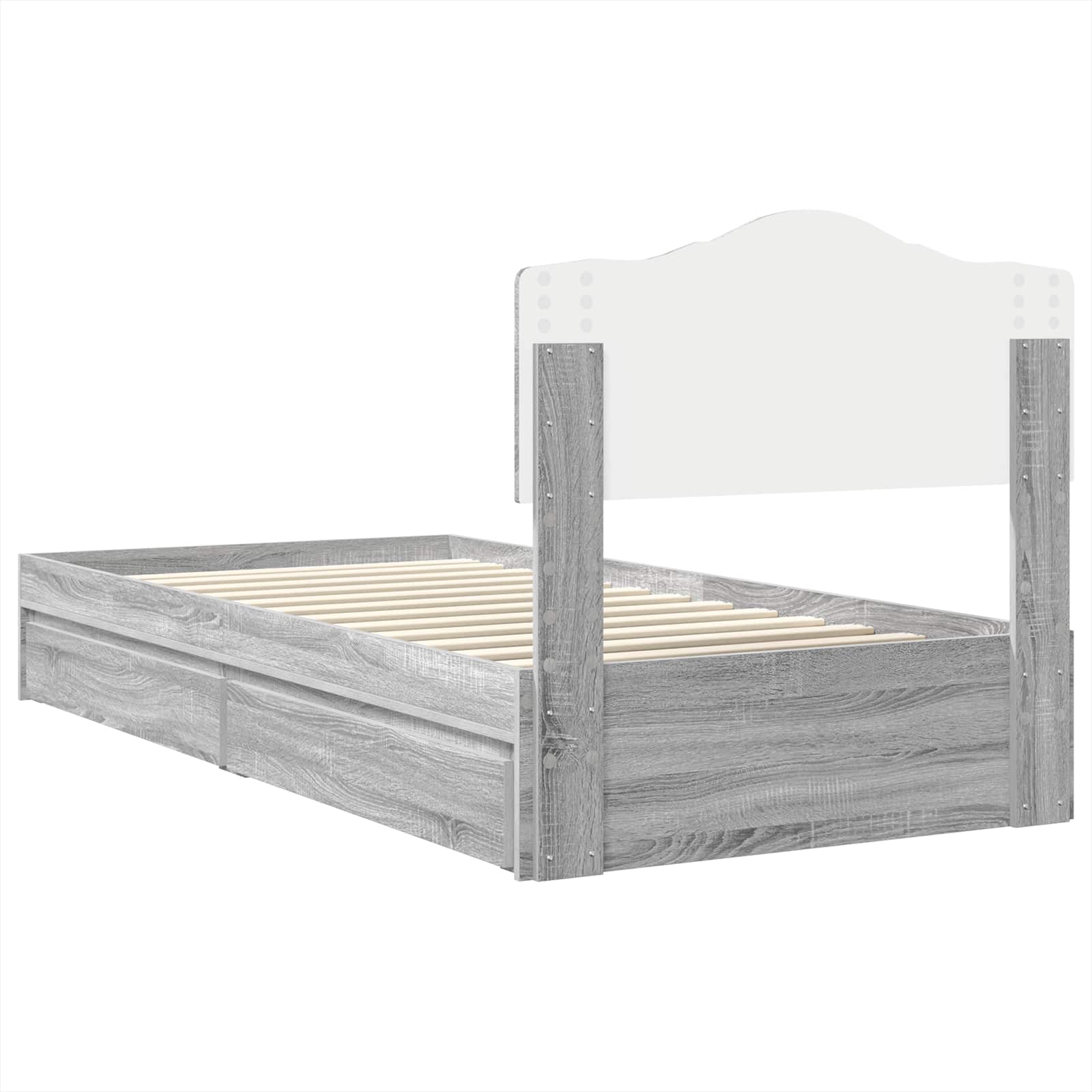 Krevet s od storage Siva Sonoma 70 x 190 cm Konstruirano drvo