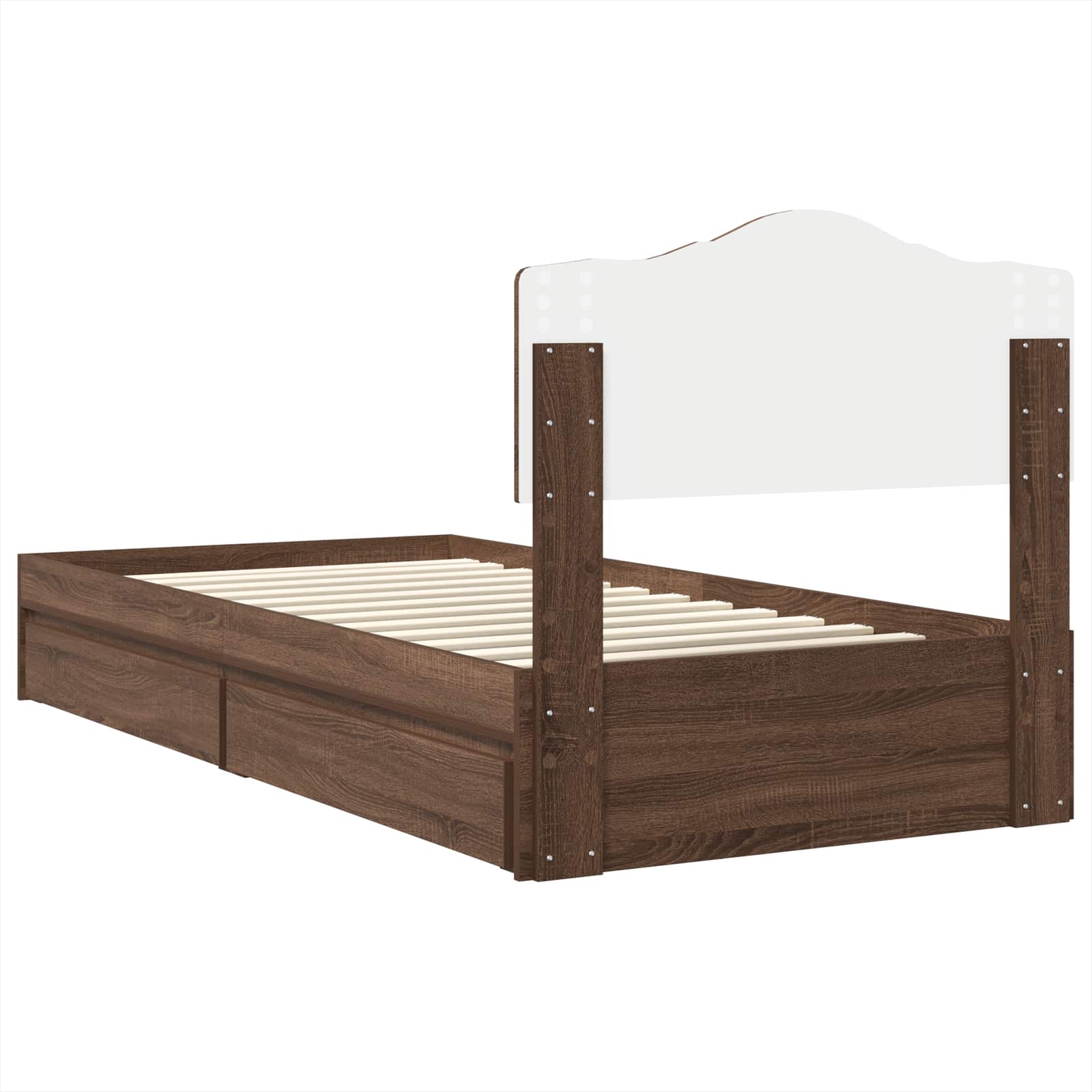 Krevet s od storage Smeđi hrast 70 x 190 cm Konstruirano drvo