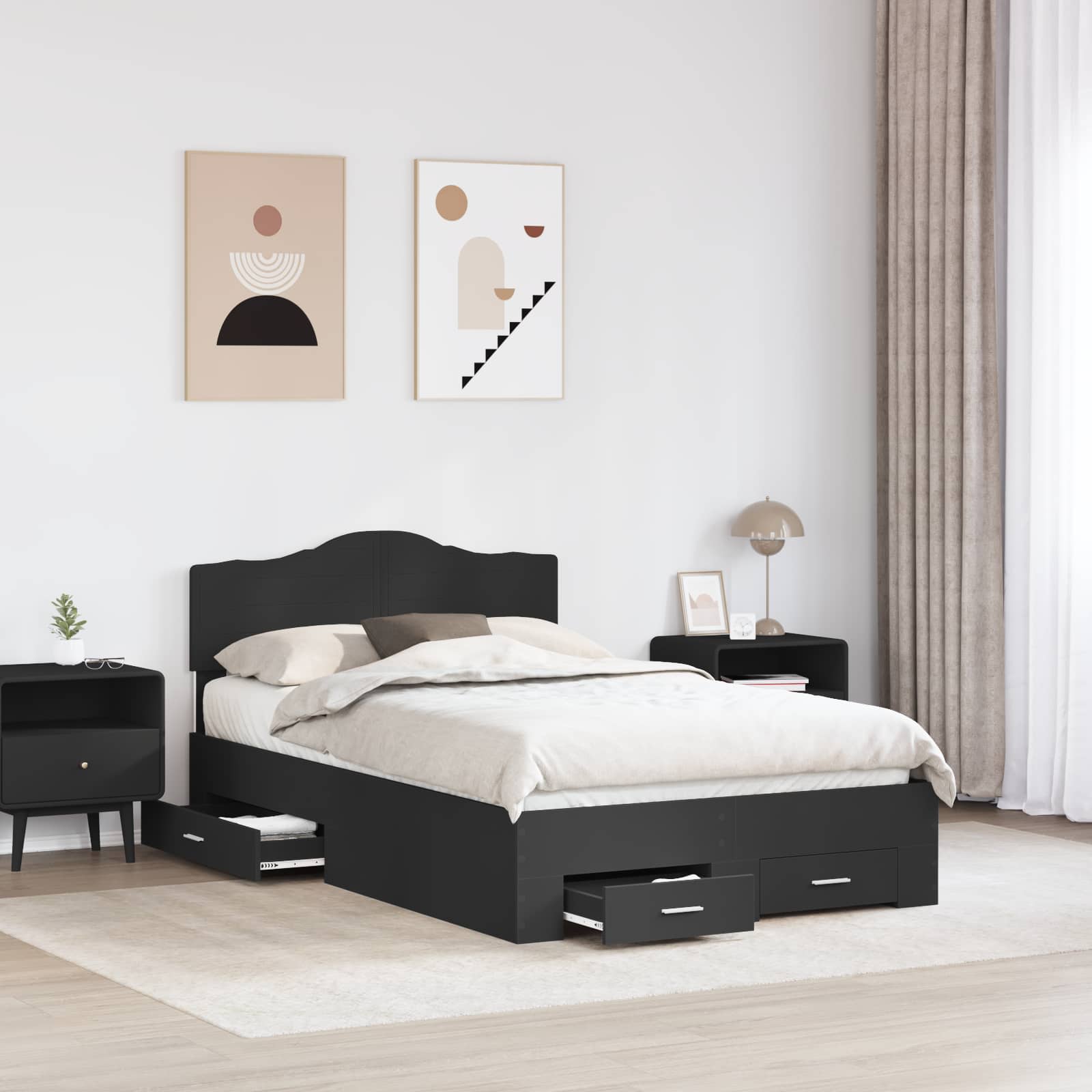 Krevetna konstrukcija Crna 135 x 190 cm Konstruirano drvo