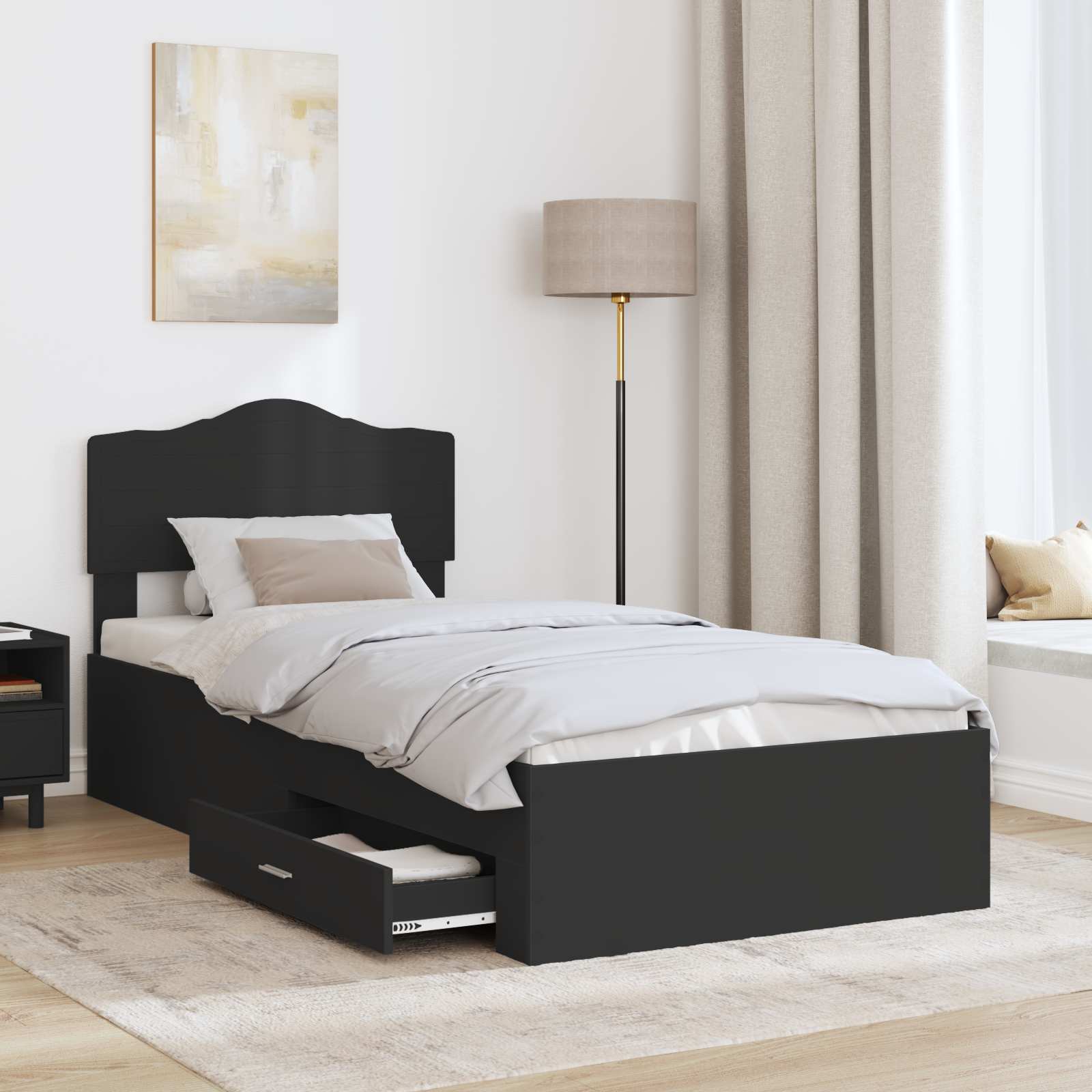 Krevetna konstrukcija Crna 100 x 200 cm Konstruirano drvo