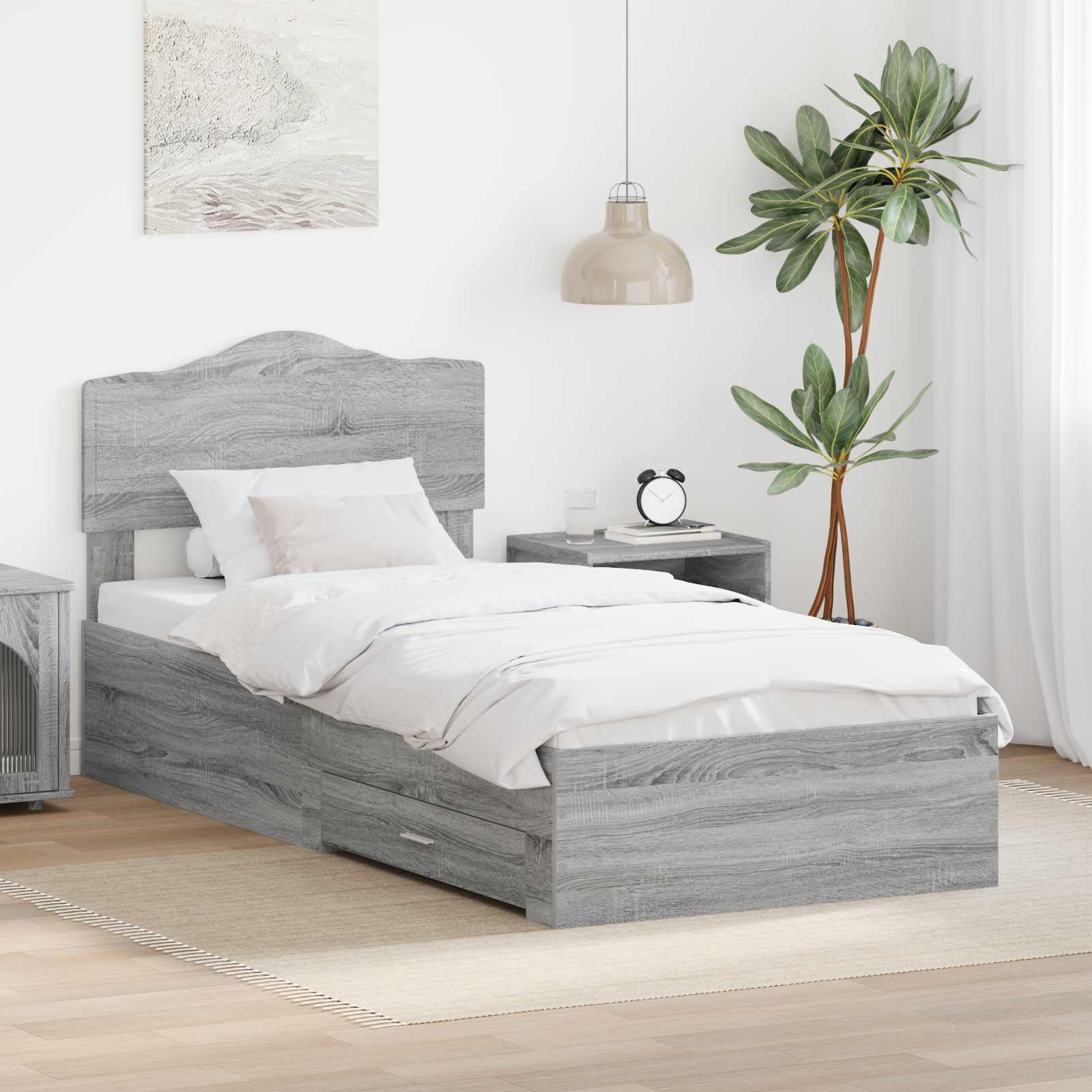 Krevetna konstrukcija Siva Sonoma 90 x 190 cm Konstruirano drvo