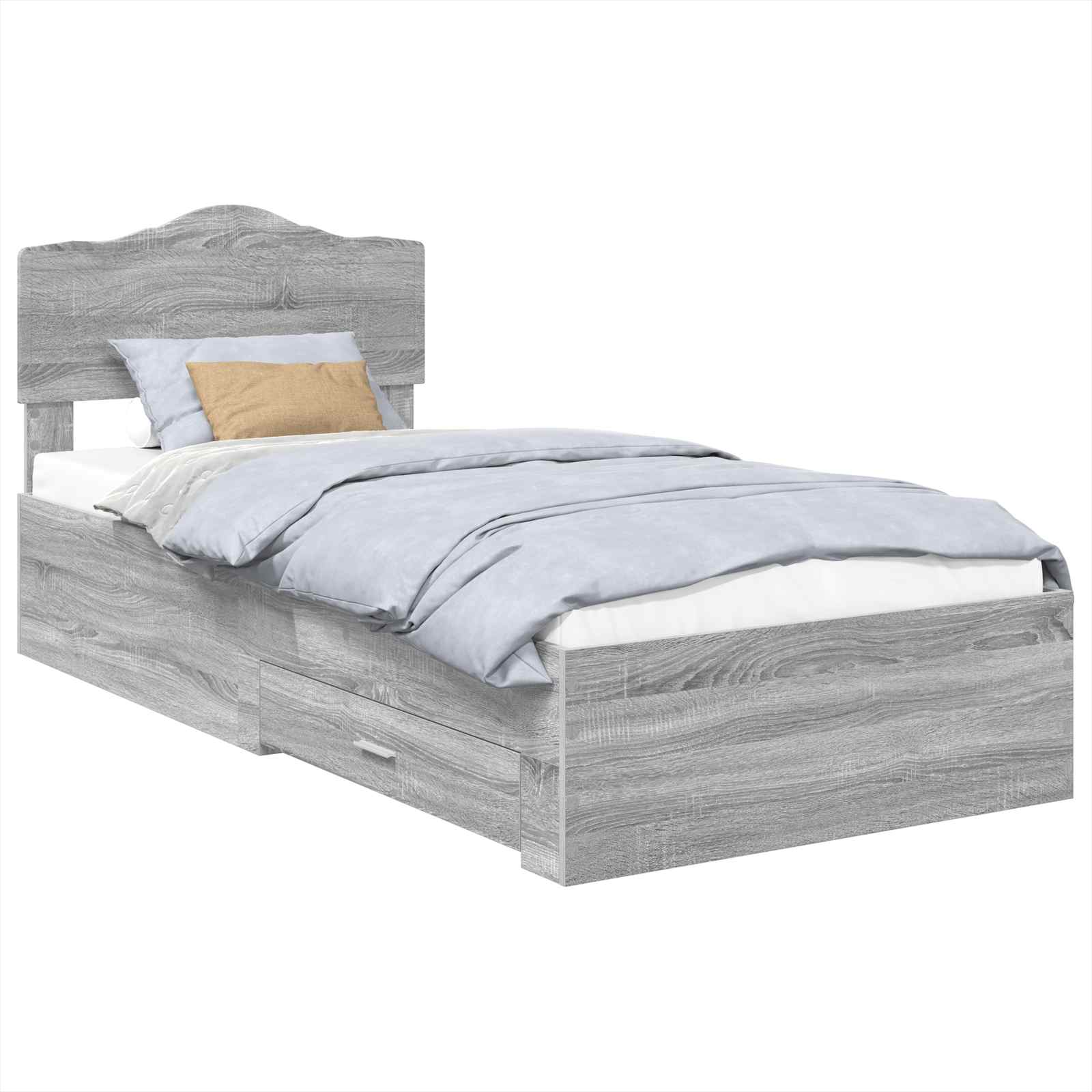 Krevetna konstrukcija Siva Sonoma 90 x 190 cm Konstruirano drvo