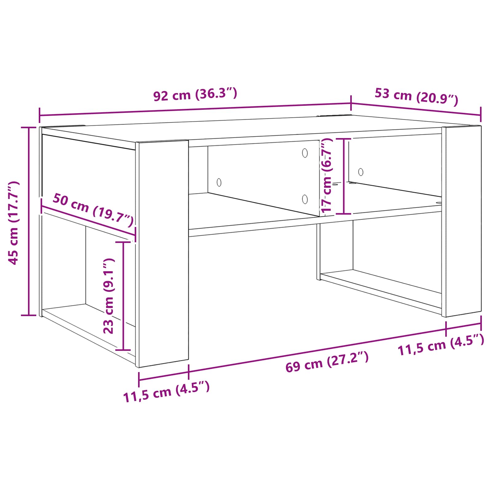 Kava Stol Staro drvo 92 x 53 x 45 cm Konstruirano drvo