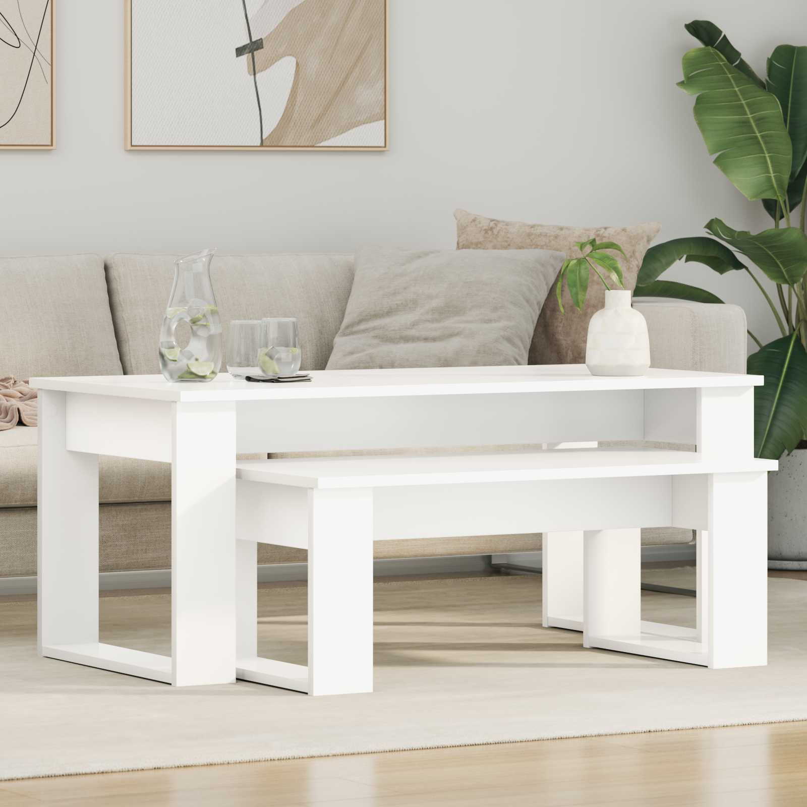 Set stolića za kavu 2 pcs Bijelo Konstruirano drvo
